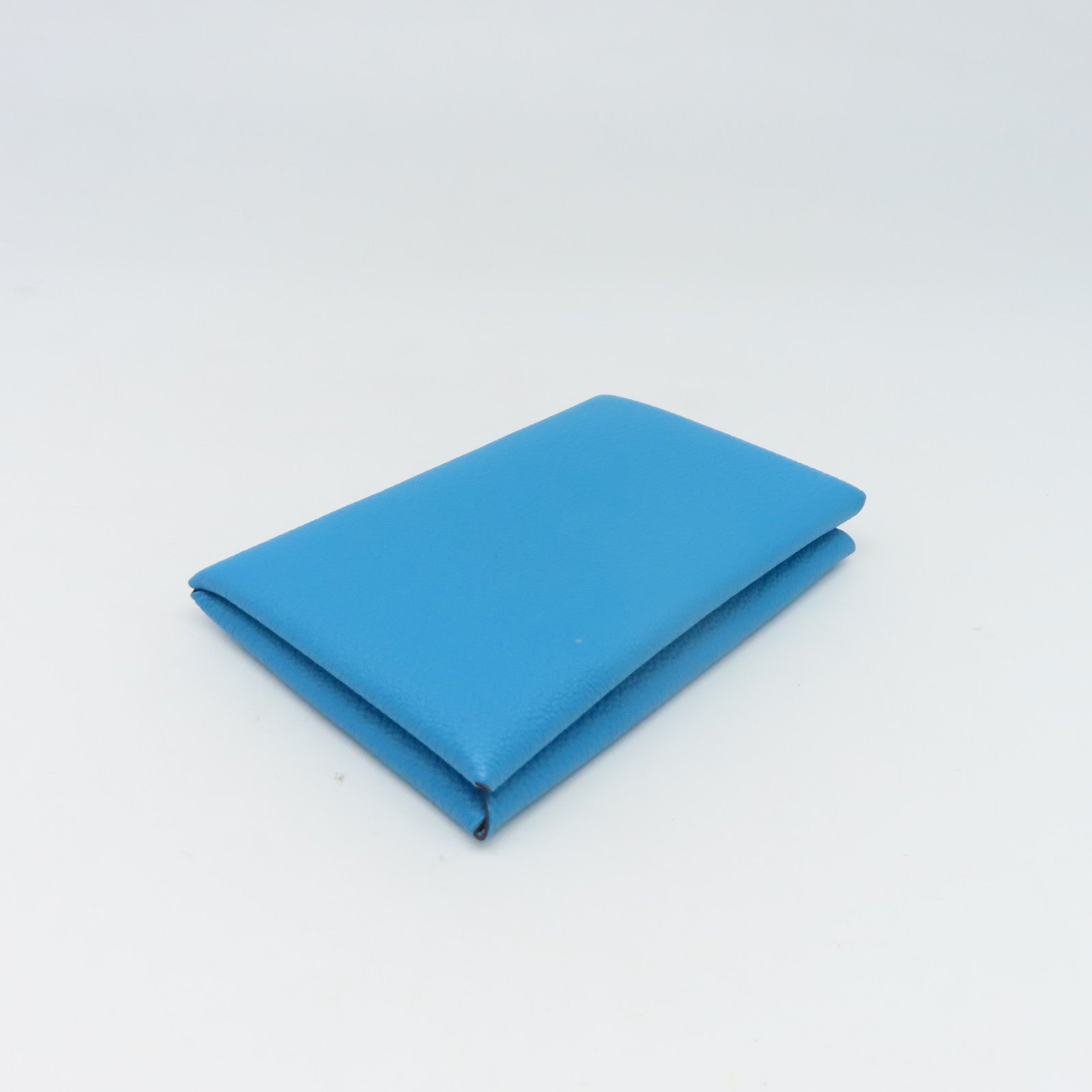 HERMES Chevre皮革Card Case銀扣卡片套藍色