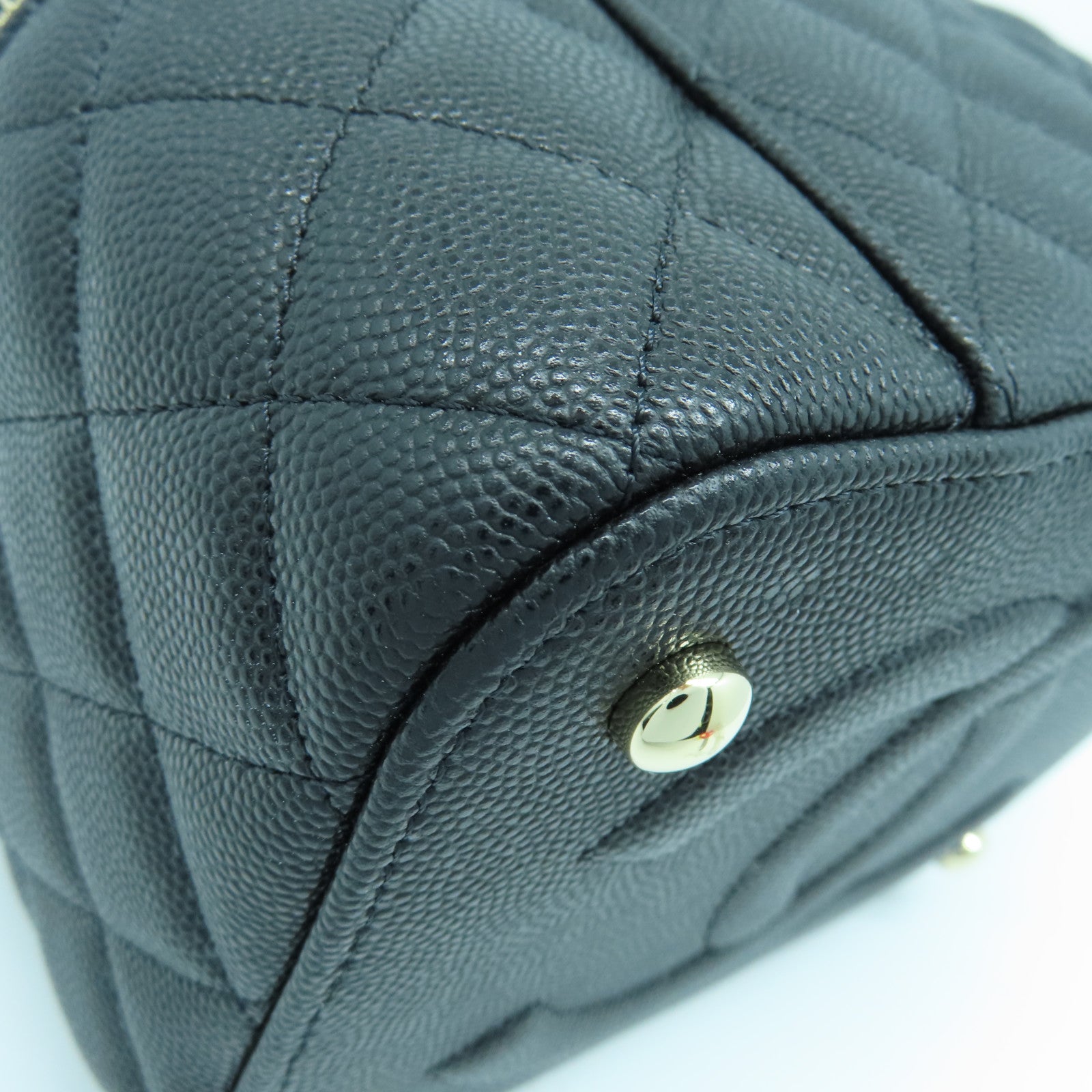 CHANEL 菱格牛皮皮革2way Shoulder Bag金扣手挽肩背两用袋黑色