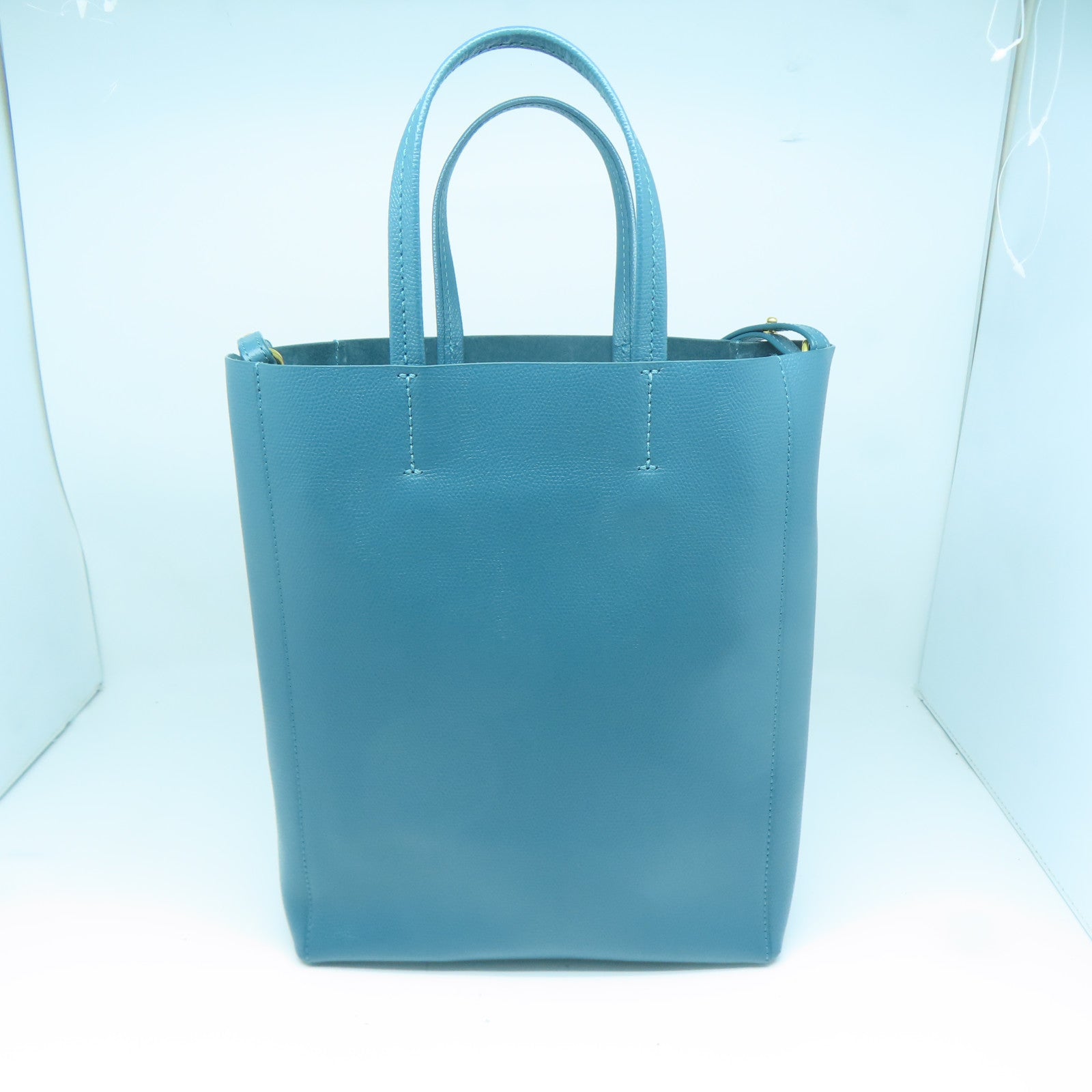 CELINE 牛皮皮革Bucket Bag金扣手挽肩背兩用袋藍色