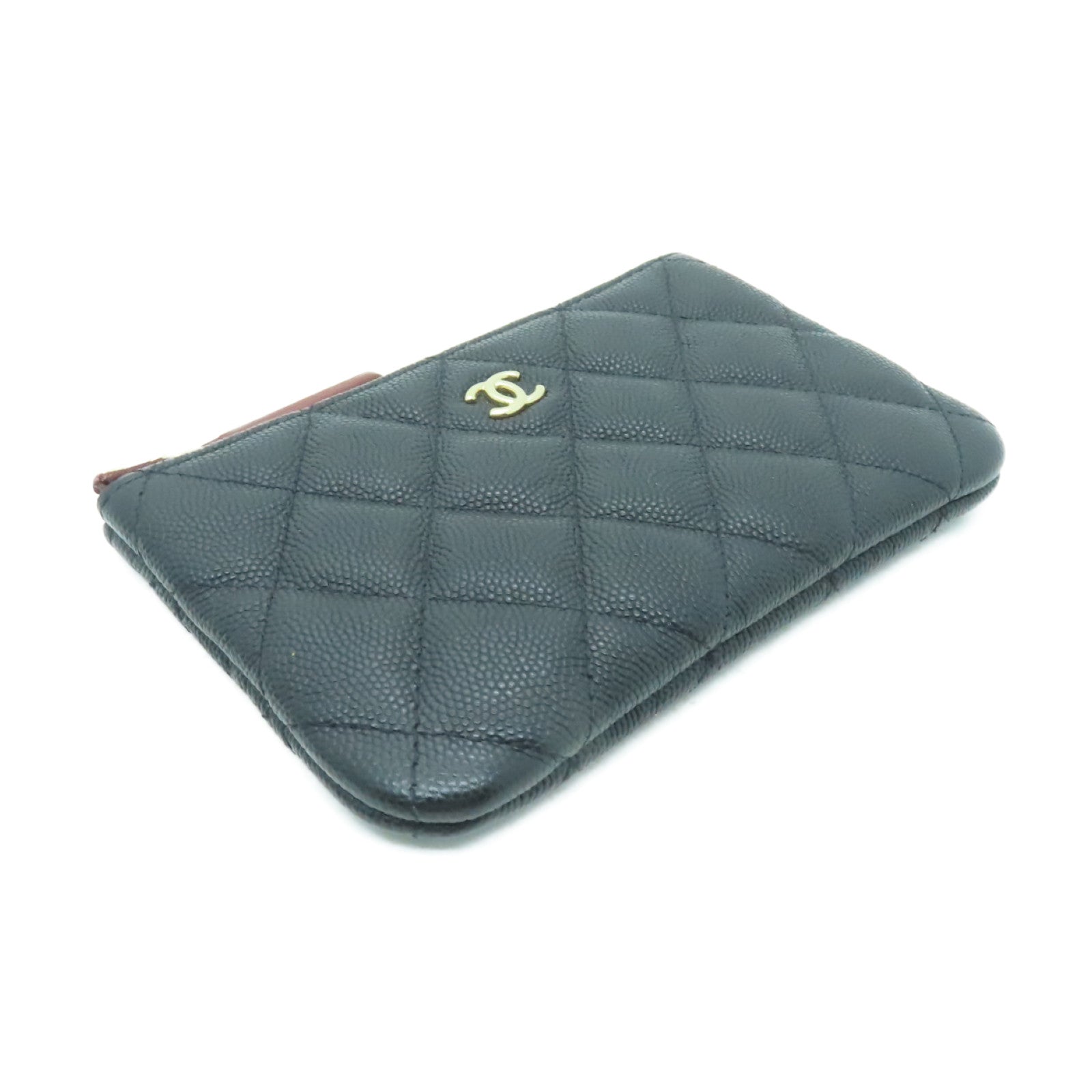 CHANEL 菱格Caviar皮革Clutch Bag金扣手拿包黑色