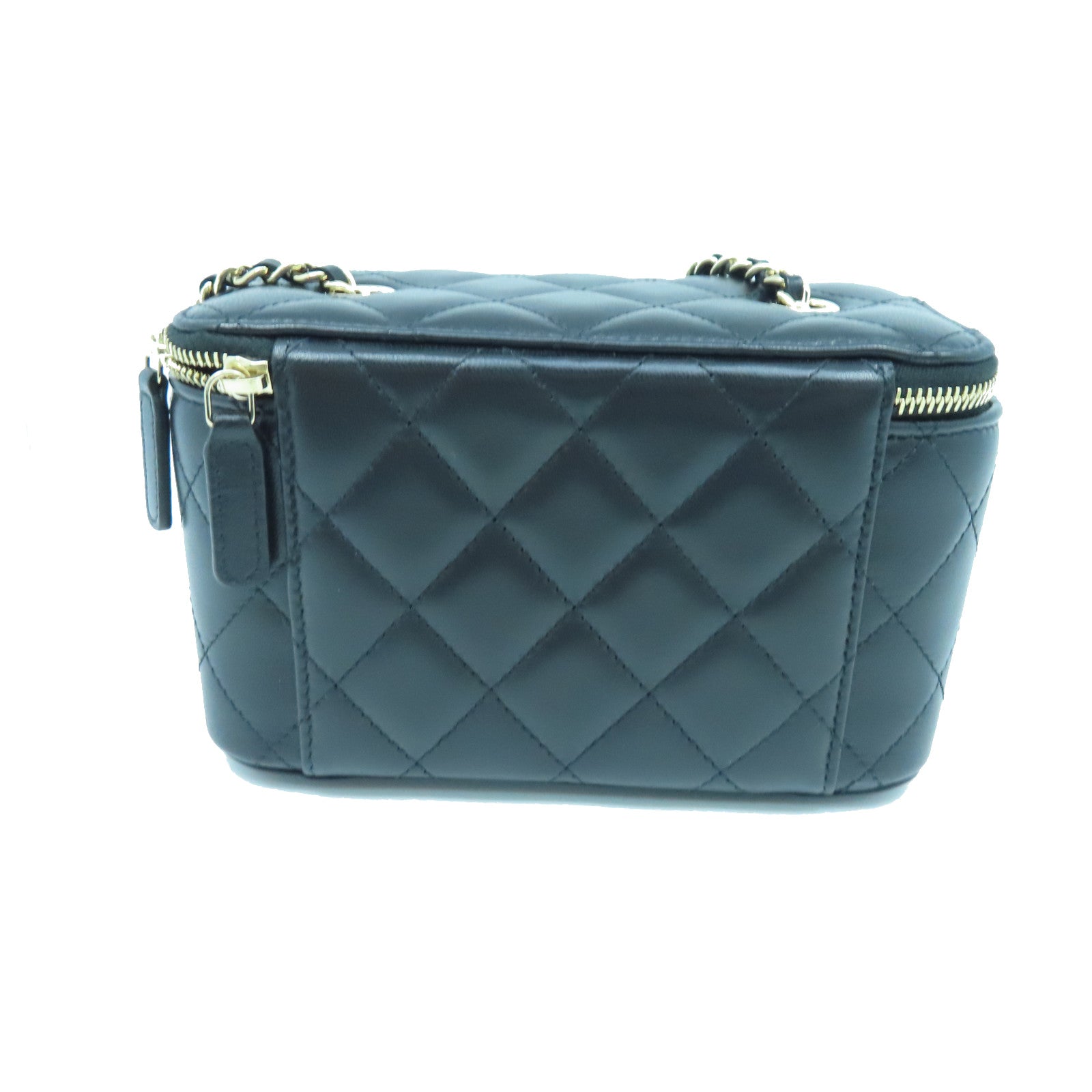 CHANEL rhombic sheepskin leather Chain Shoulder gold buckle shoulder bag black
