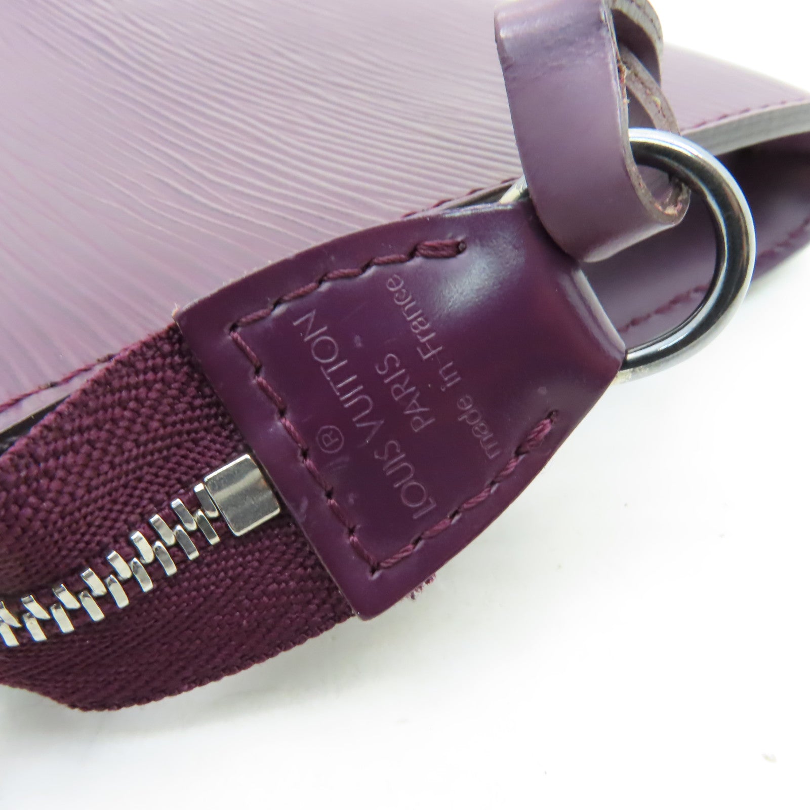 LOUIS VUITTON Epi Pochette Accessoires銀扣手挽袋紫色