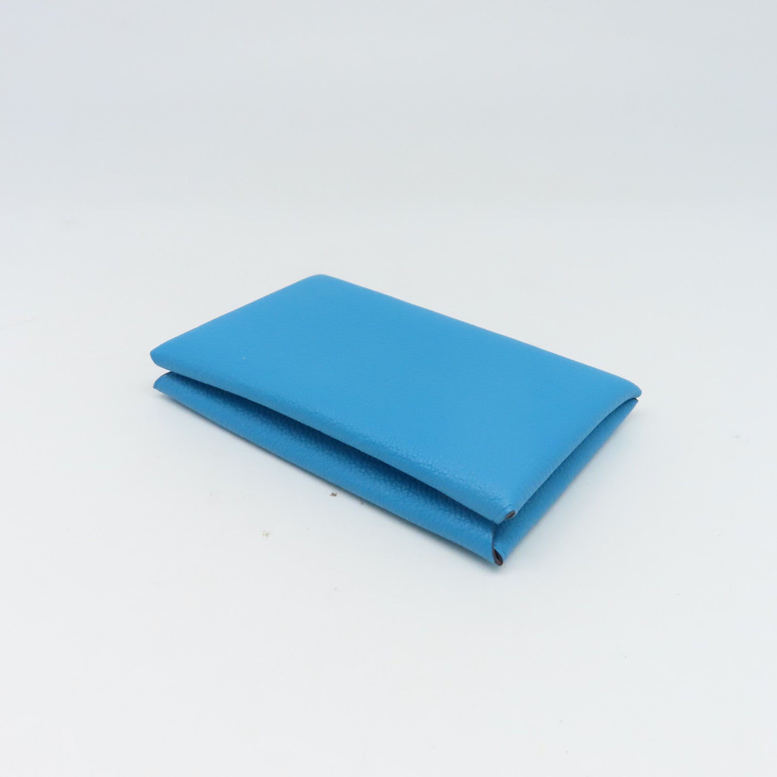 HERMES Chevre皮革Card Case銀扣卡片套藍色