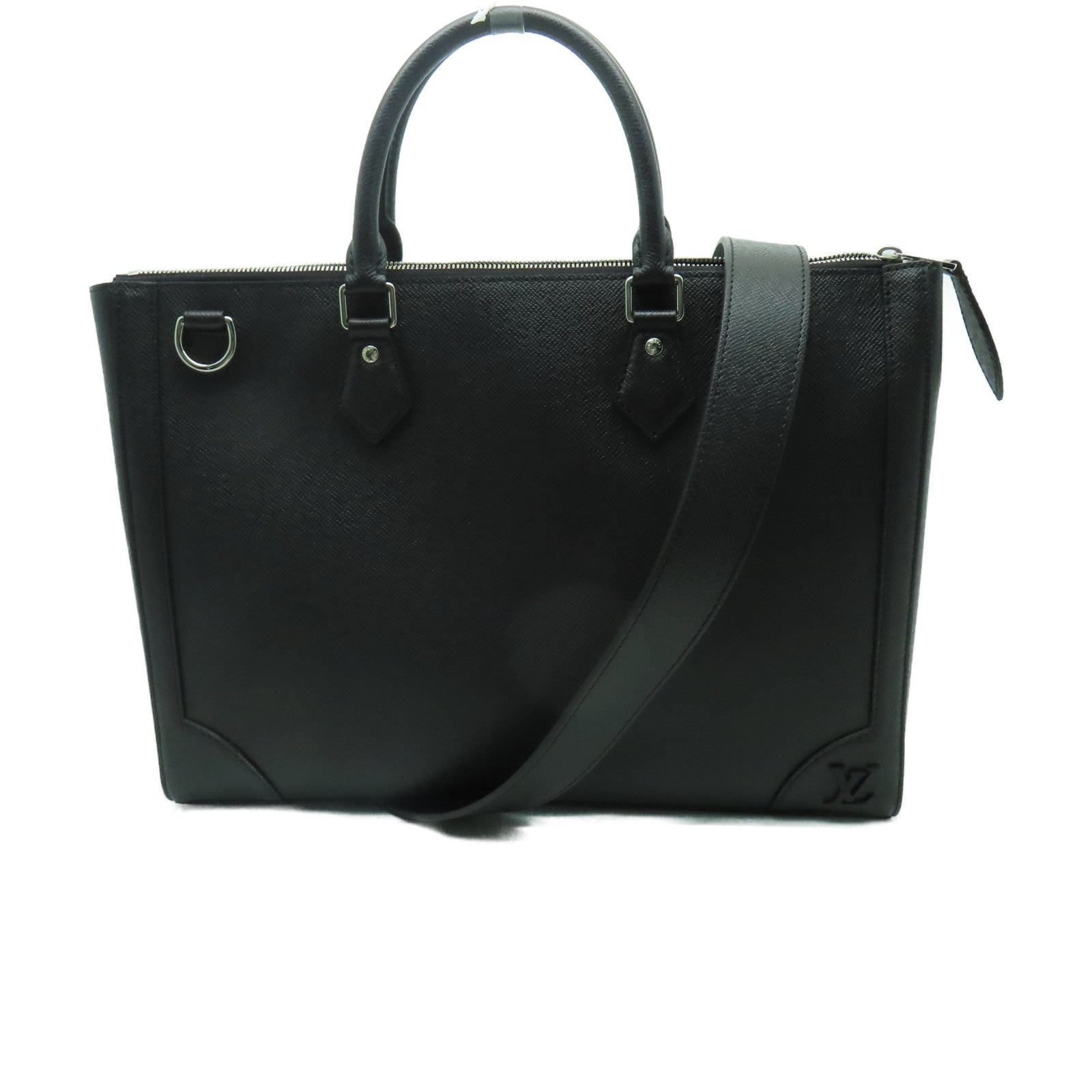 LOUIS VUITTON Taiga Slim Briefcase銀扣公事包黑色