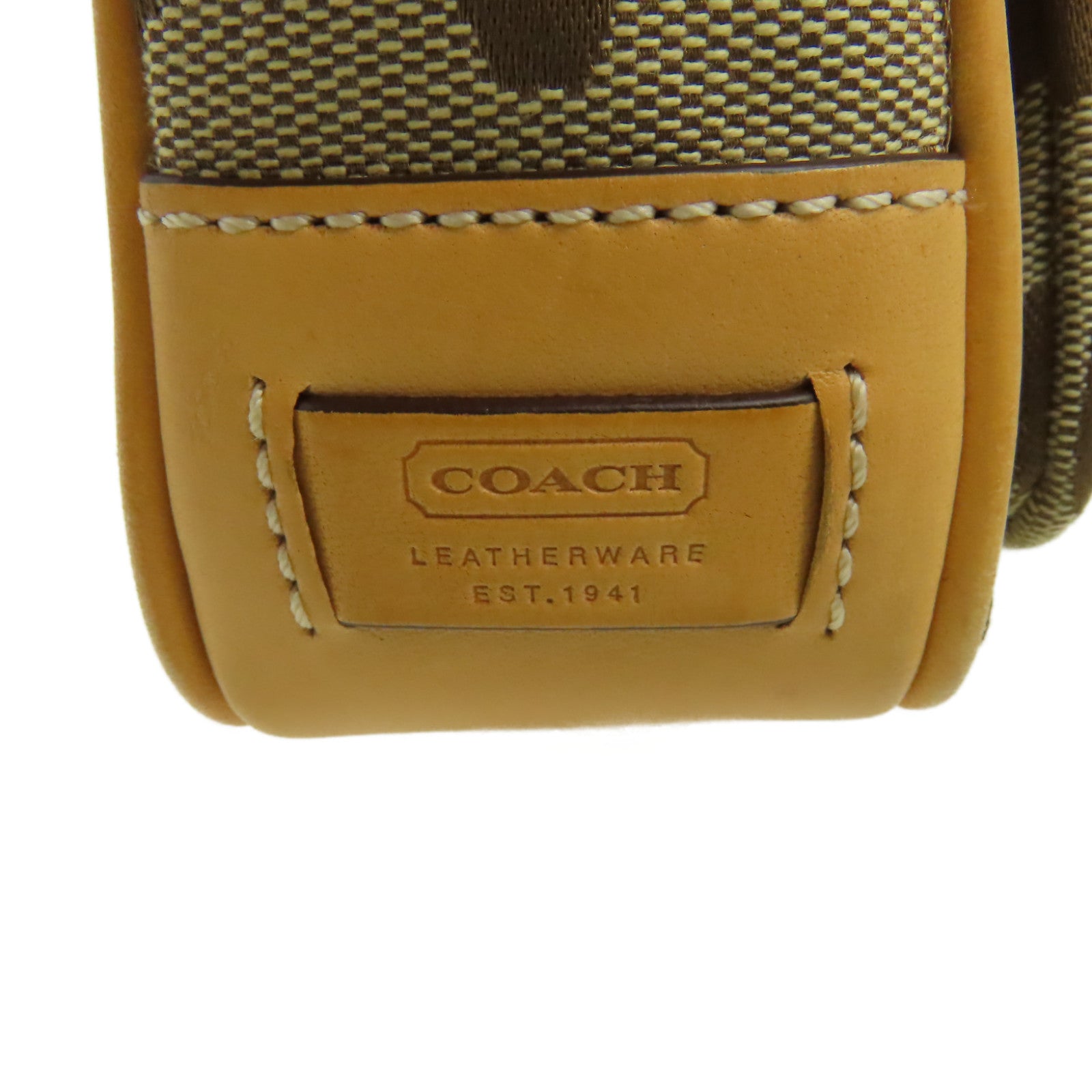 COACH 帆布Shoulder Bag銀扣肩背袋啡色