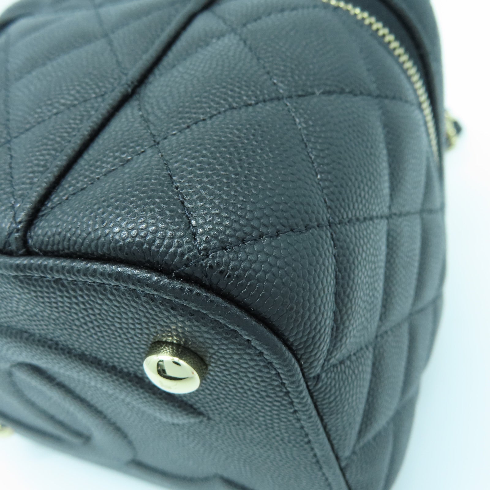 CHANEL 菱格牛皮皮革2way Shoulder Bag金扣手挽肩背两用袋黑色
