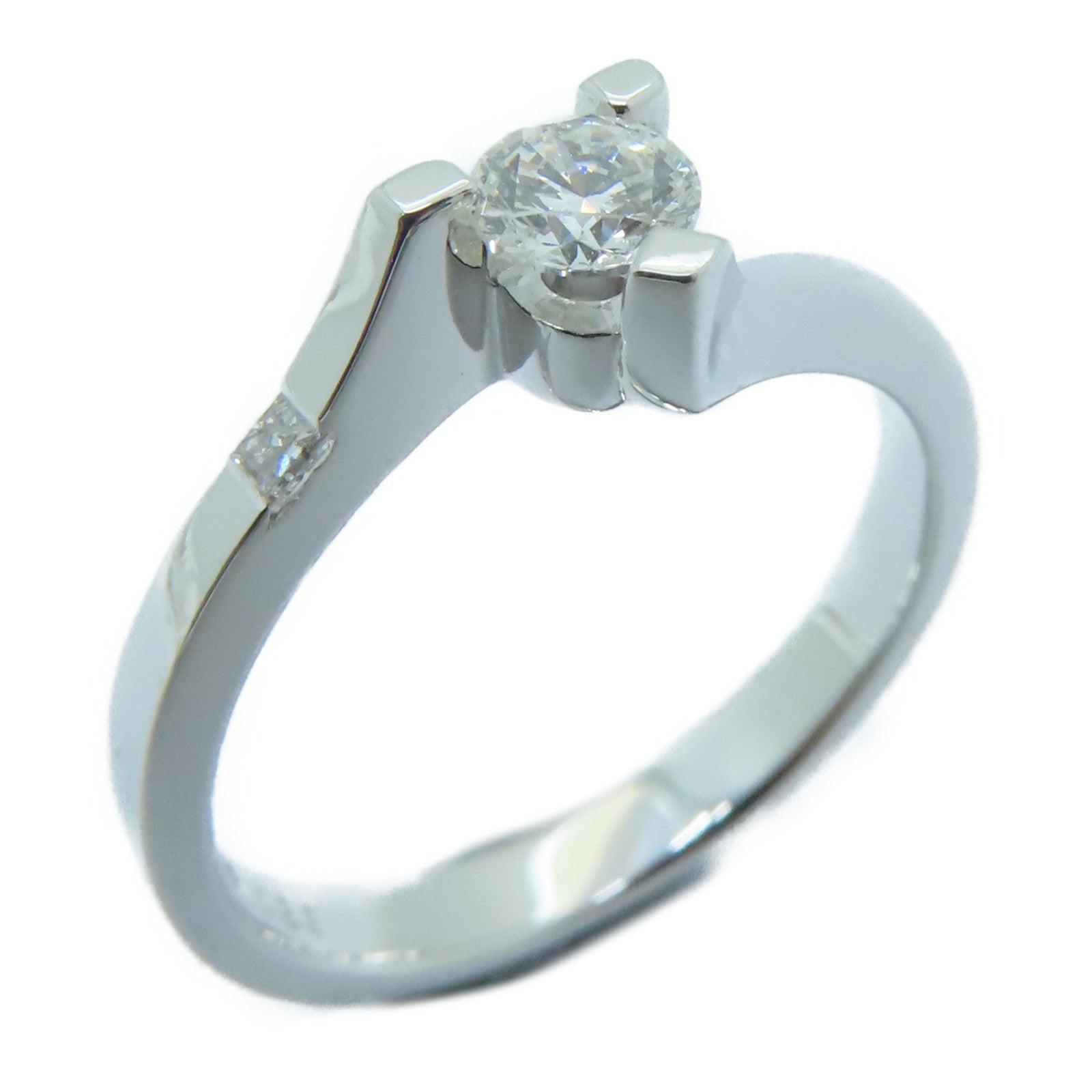 JEWELRY [Sharp Discount] 18K White Gold Diamond Ring 0.24ct Diamond Ring US#5.26