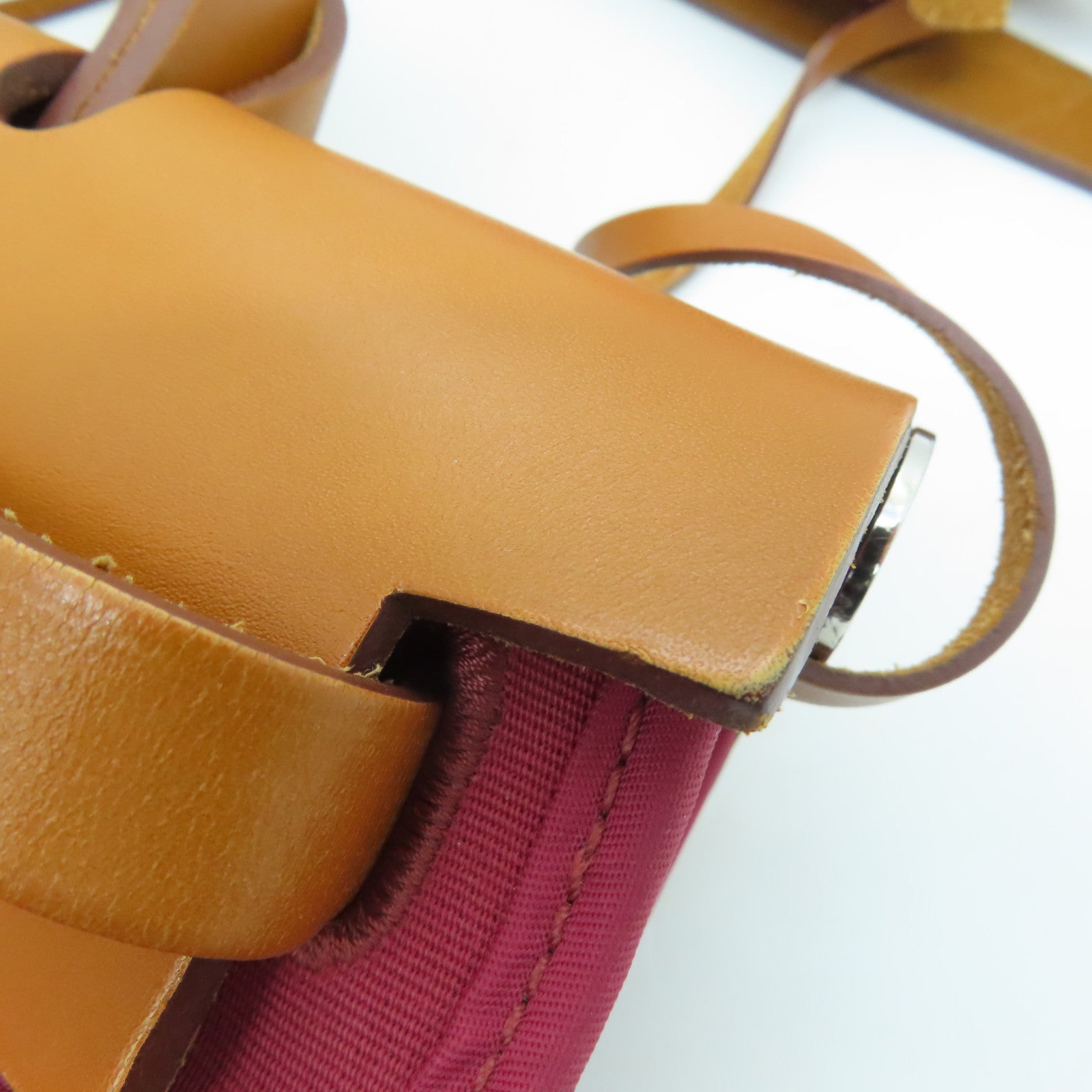 HERMES 帆布Herbag PM银扣肩背袋红色