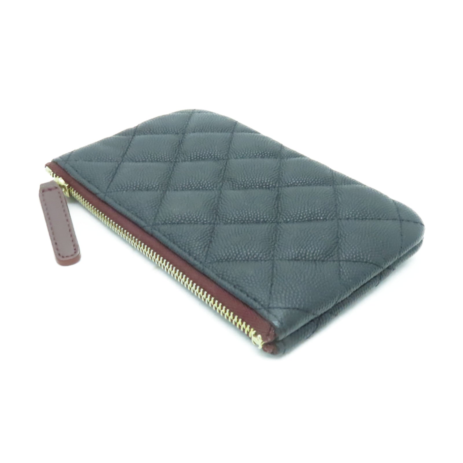 CHANEL 菱格Caviar皮革Clutch Bag金扣手拿包黑色