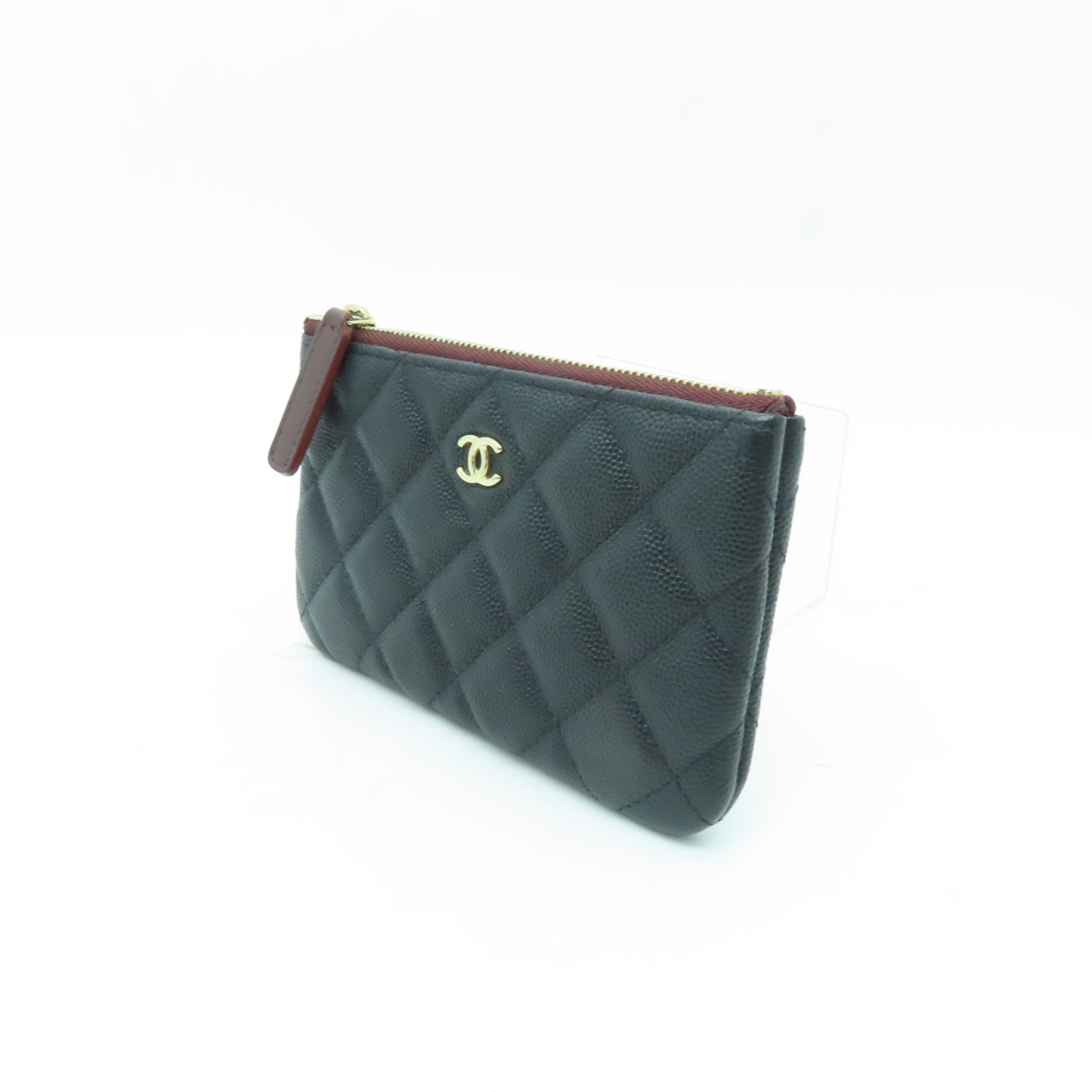 CHANEL 菱格Caviar皮革Clutch Bag金扣手拿包黑色
