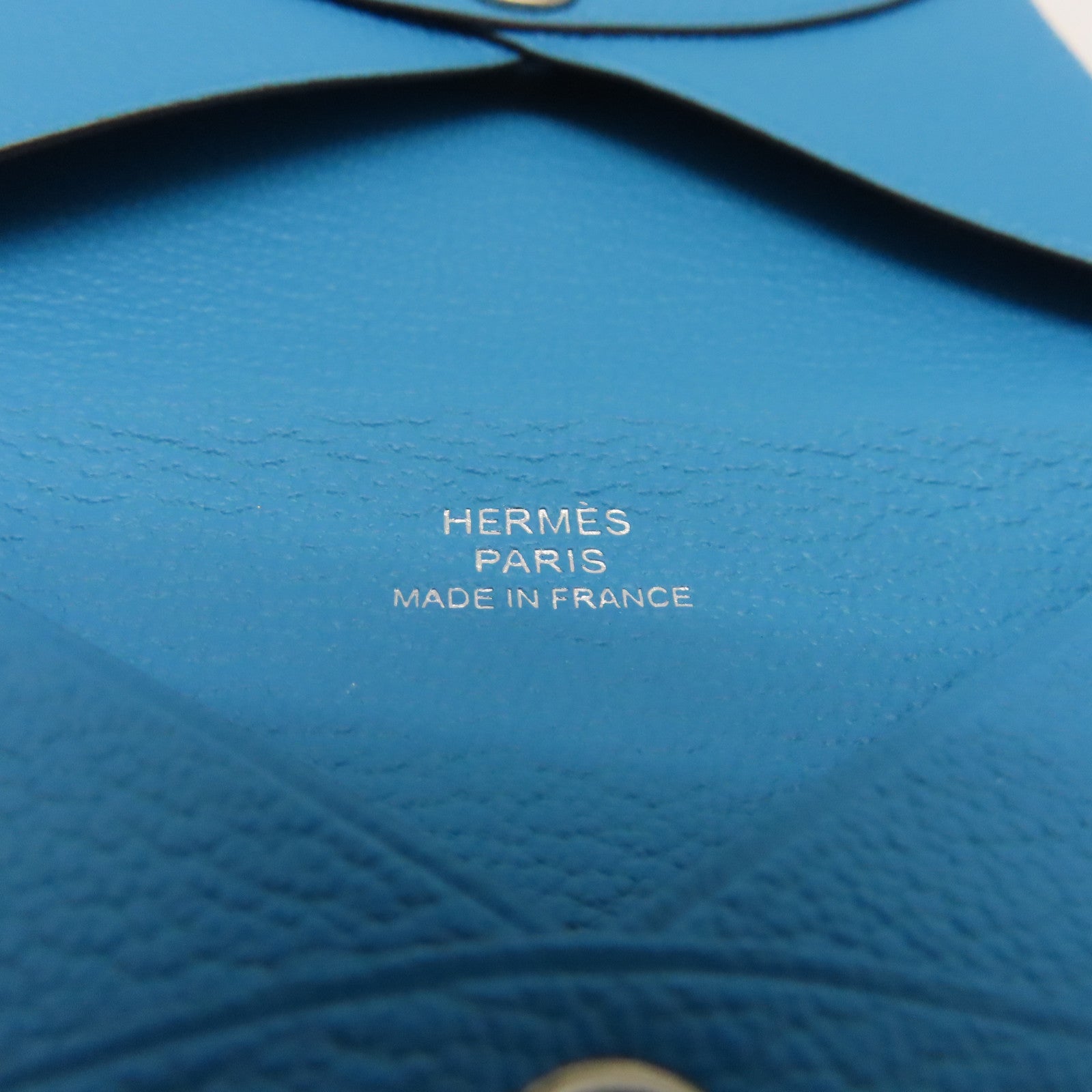 HERMES Chevre皮革Card Case銀扣卡片套藍色