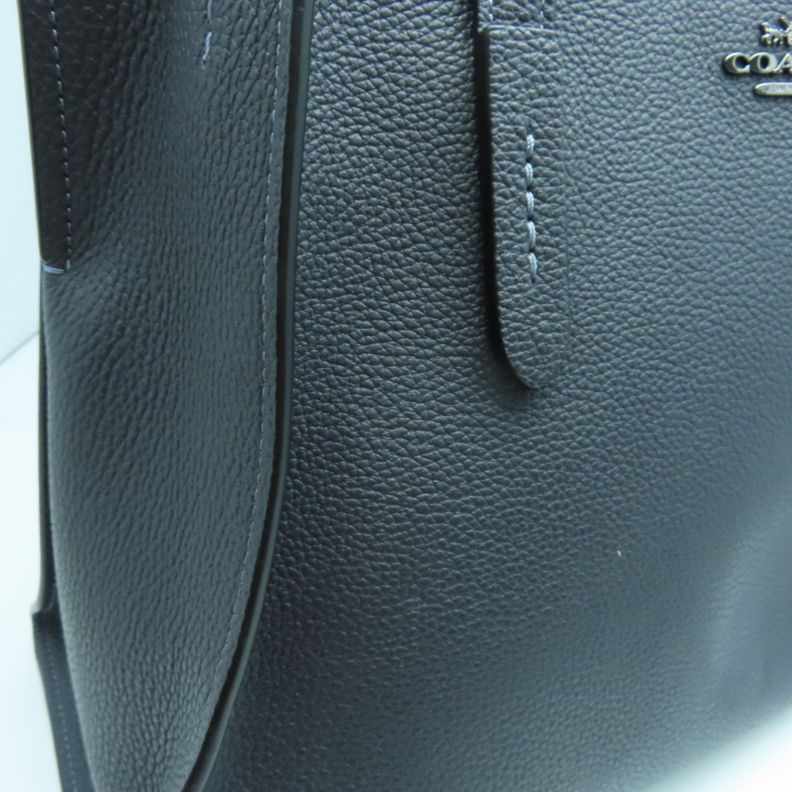 COACH 牛皮皮革Tote Bag金扣/黑扣手挽袋灰色