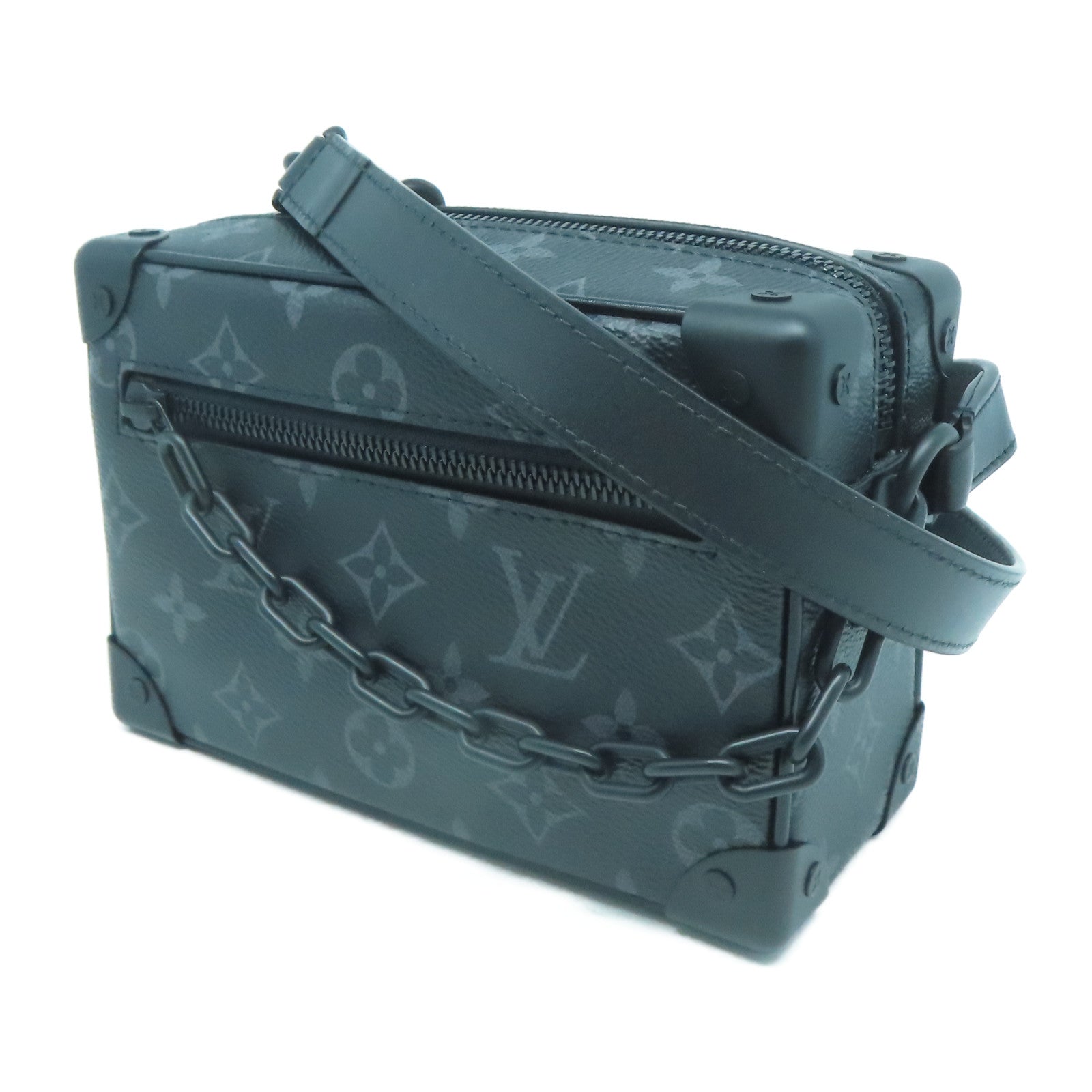 LOUIS VUITTON Monogram Eclipse Mini Soft Trunk黑扣肩背袋黑色