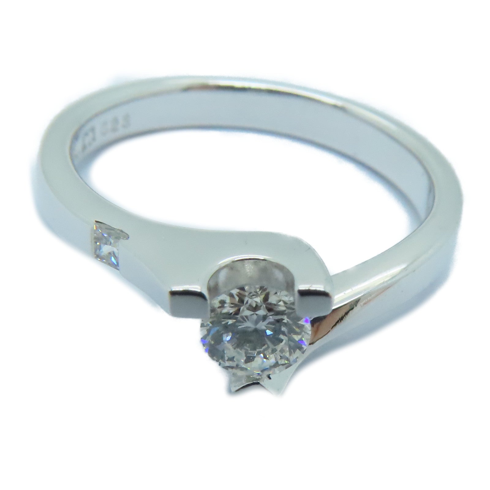 JEWELRY [Sharp Discount] 18K White Gold Diamond Ring 0.24ct Diamond Ring US#5.26