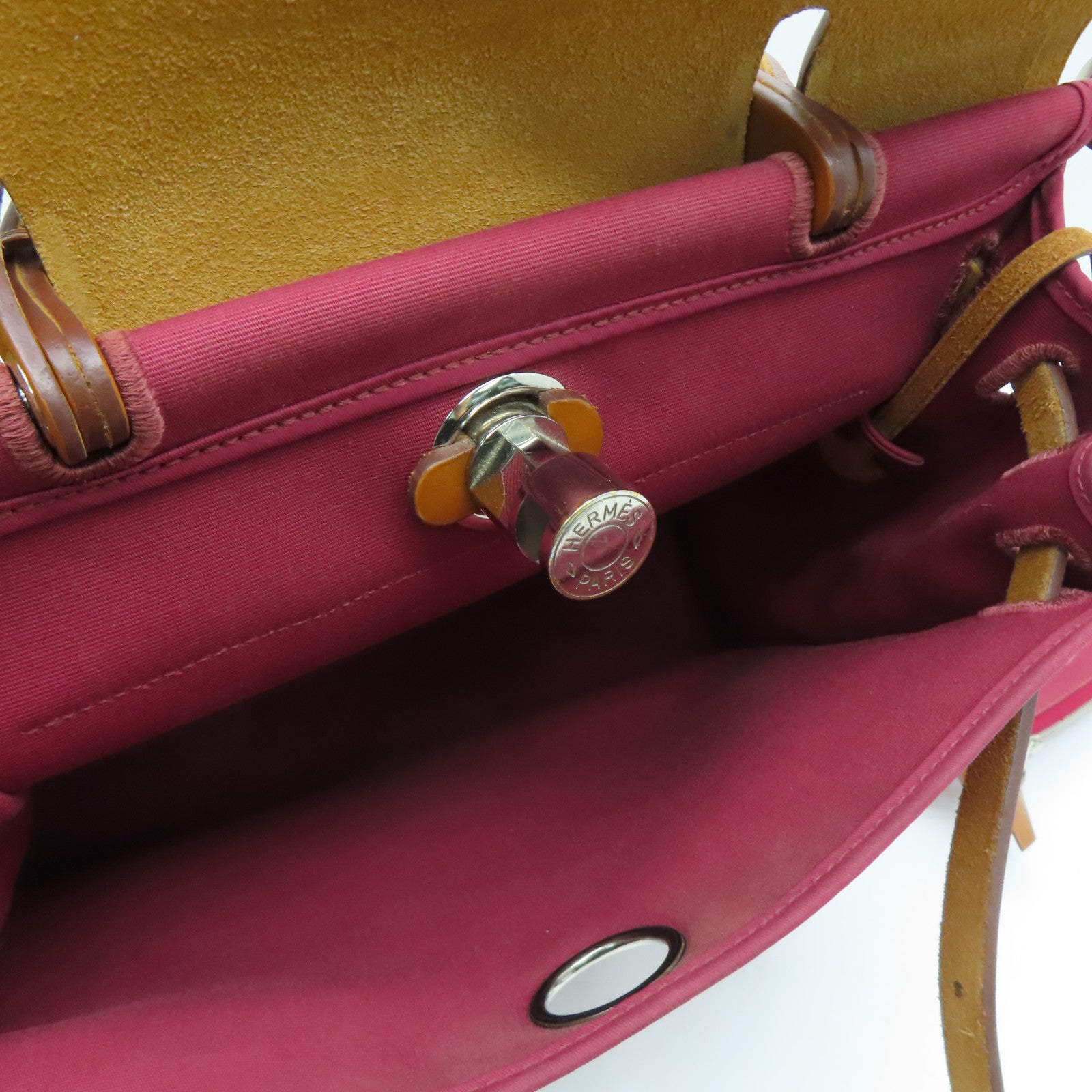 HERMES 帆布Herbag PM银扣肩背袋红色