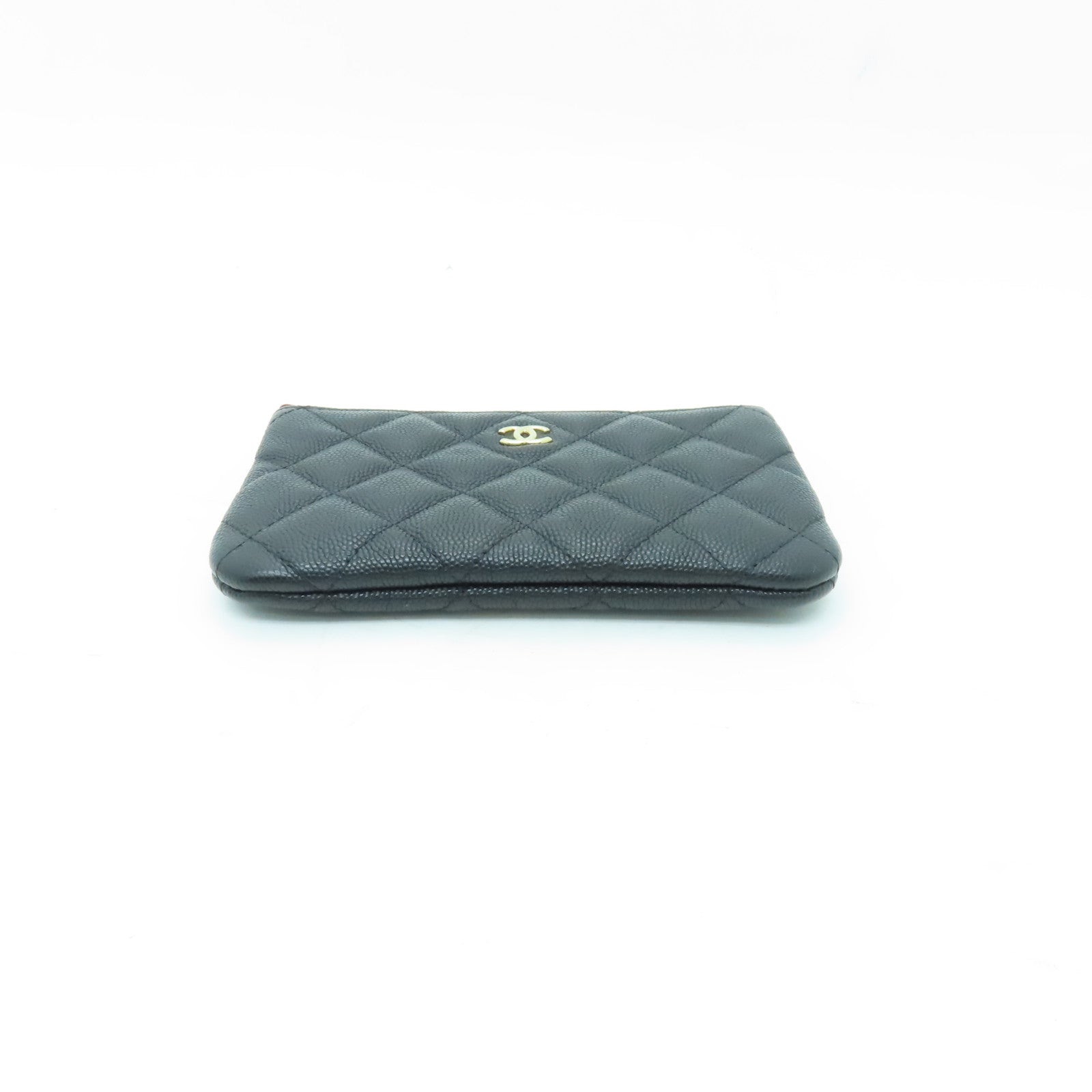 CHANEL 菱格Caviar皮革Clutch Bag金扣手拿包黑色