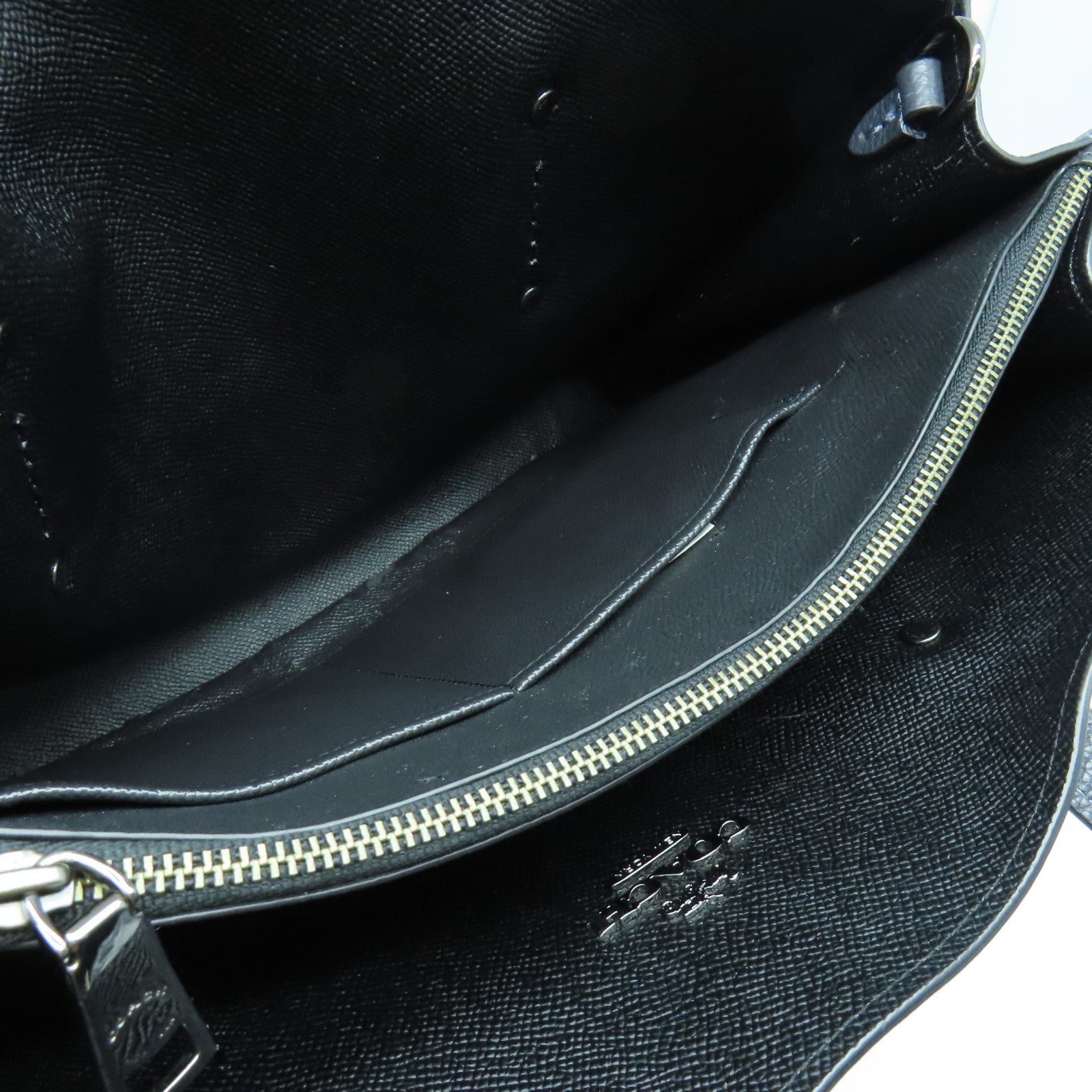 COACH 牛皮皮革Tote Bag金扣/黑扣手挽袋灰色