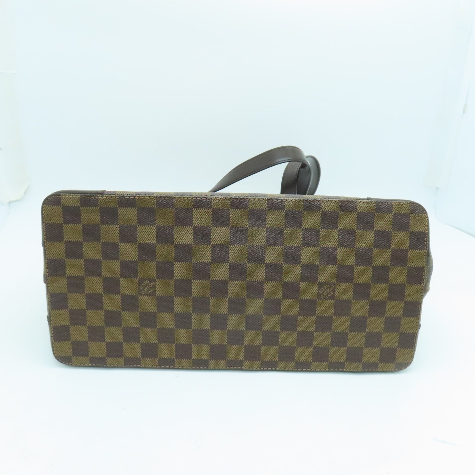 LOUIS VUITTON Damier Hampstead MM gold buckle handle bag brown