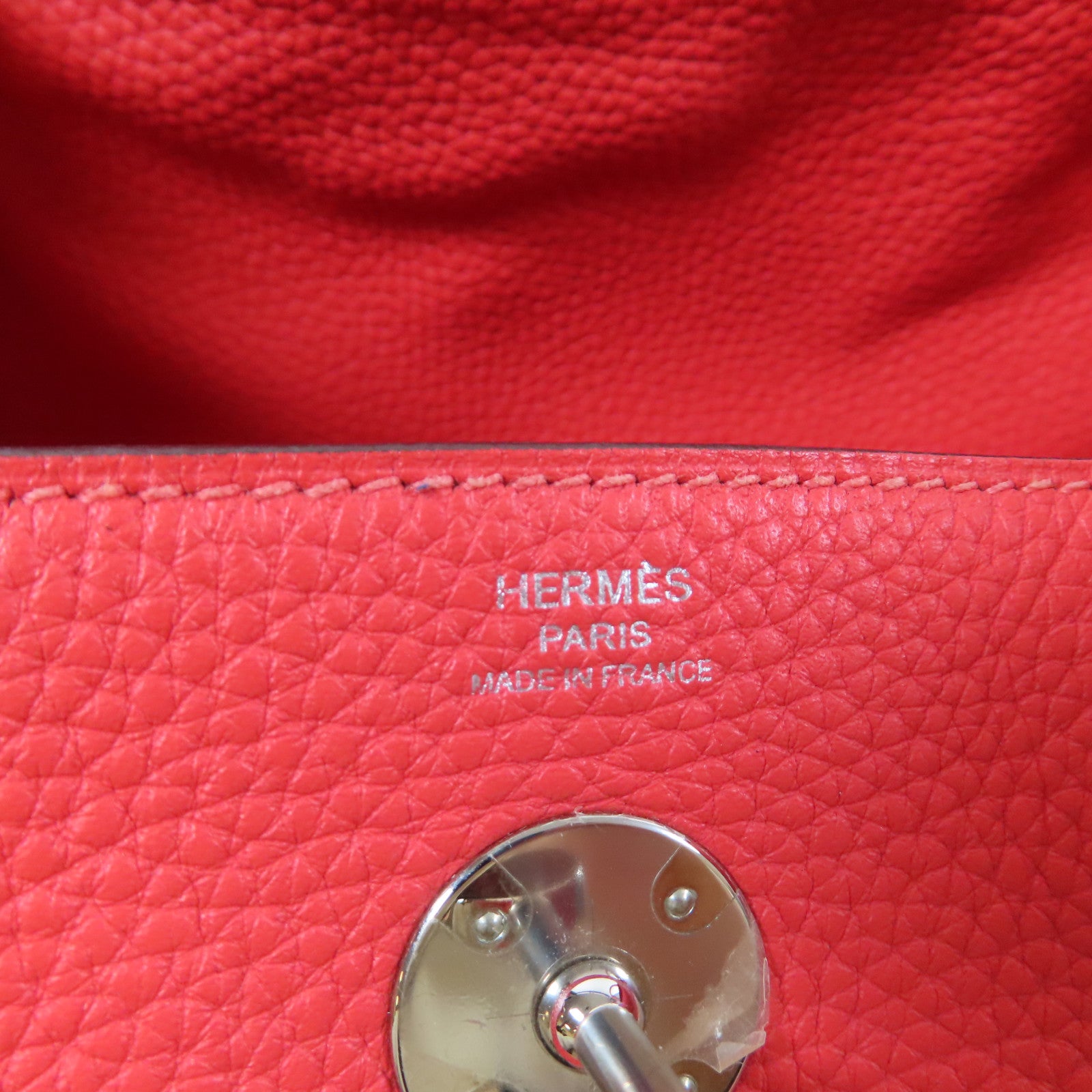 HERMES Clemence皮革Lindy 26銀扣手挽肩背兩用袋Rose Jaipur糖果紅色