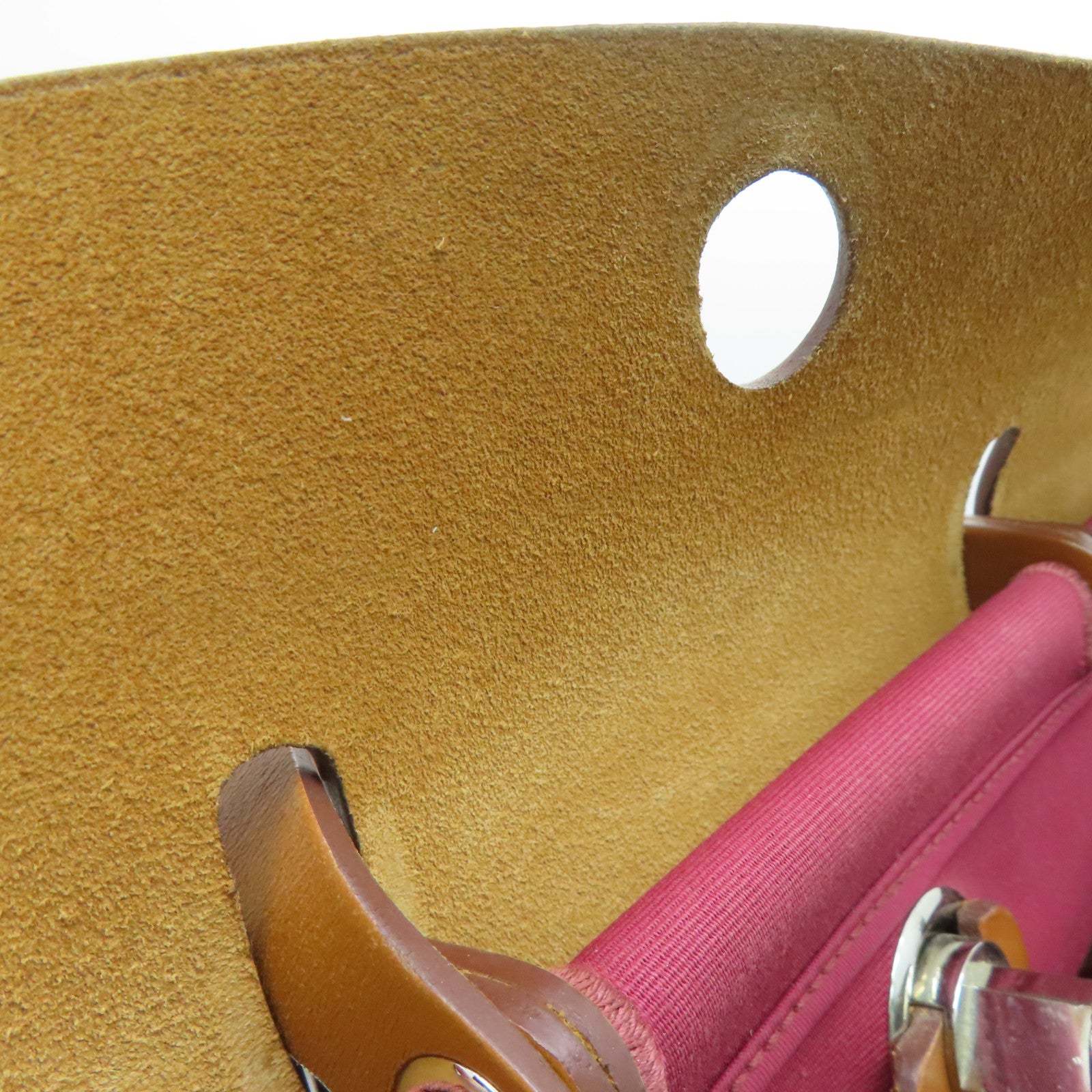 HERMES 帆布Herbag PM银扣肩背袋红色