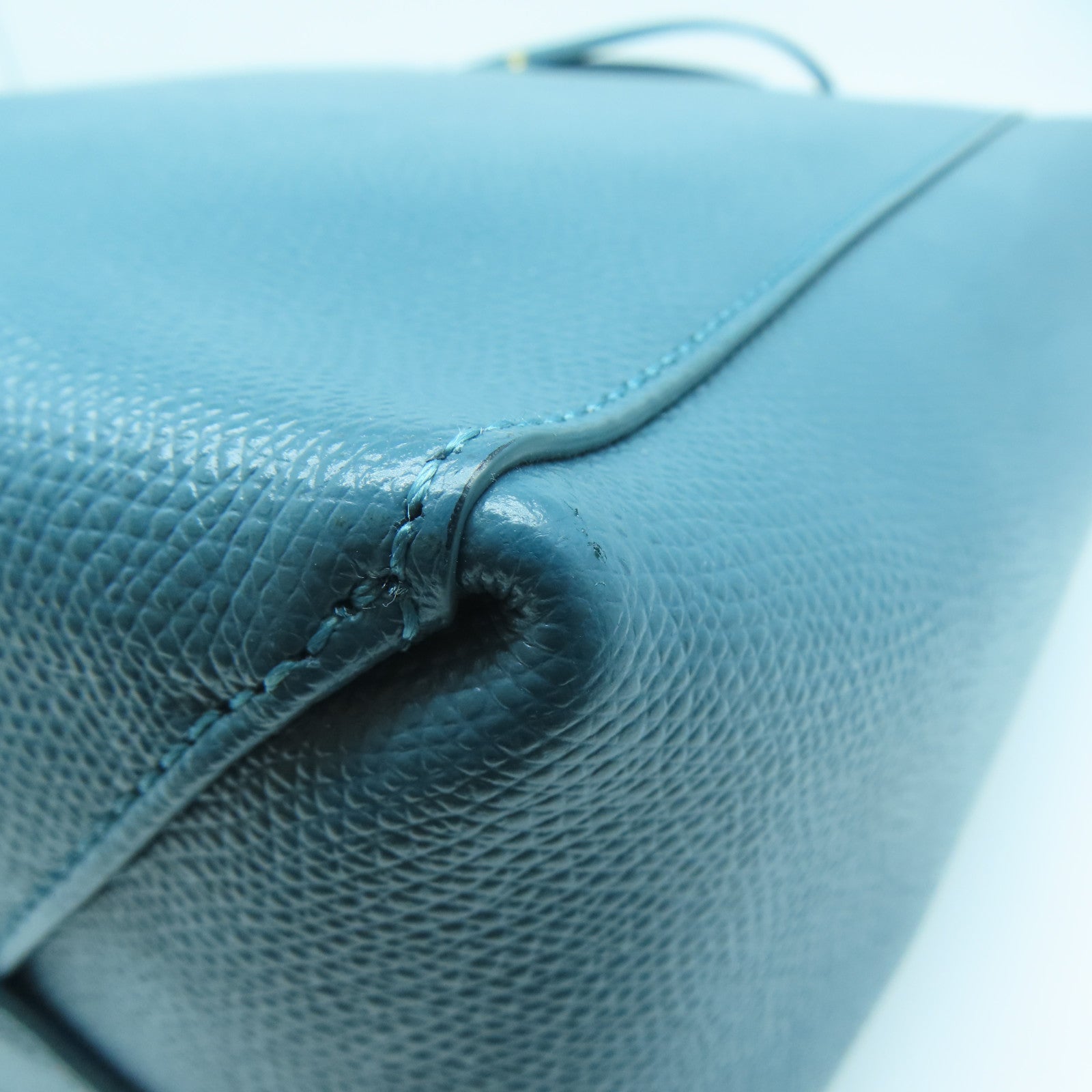 CELINE 牛皮皮革Bucket Bag金扣手挽肩背兩用袋藍色