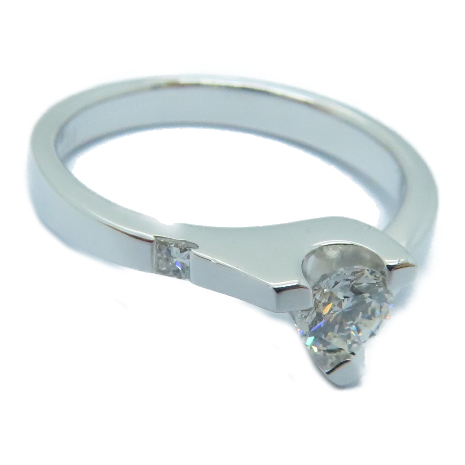 JEWELRY [Sharp Discount] 18K White Gold Diamond Ring 0.24ct Diamond Ring US#5.26