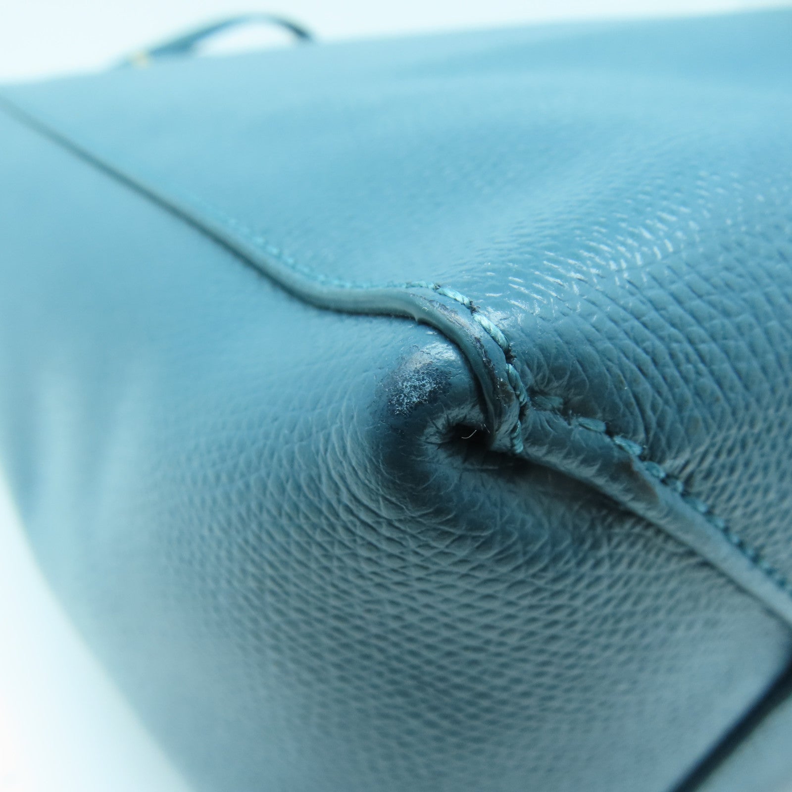 CELINE 牛皮皮革Bucket Bag金扣手挽肩背兩用袋藍色