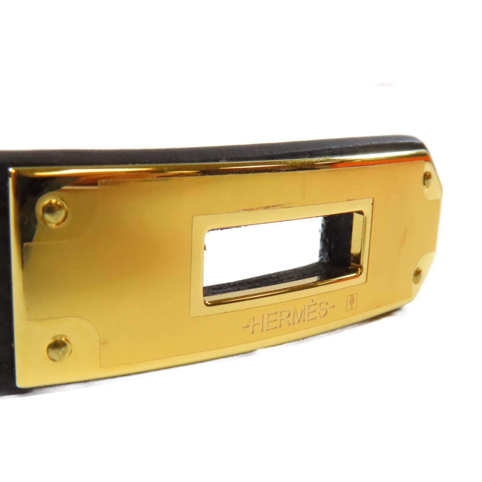 HERMES Epsom皮革Kelly Belt金扣皮帶黑色
