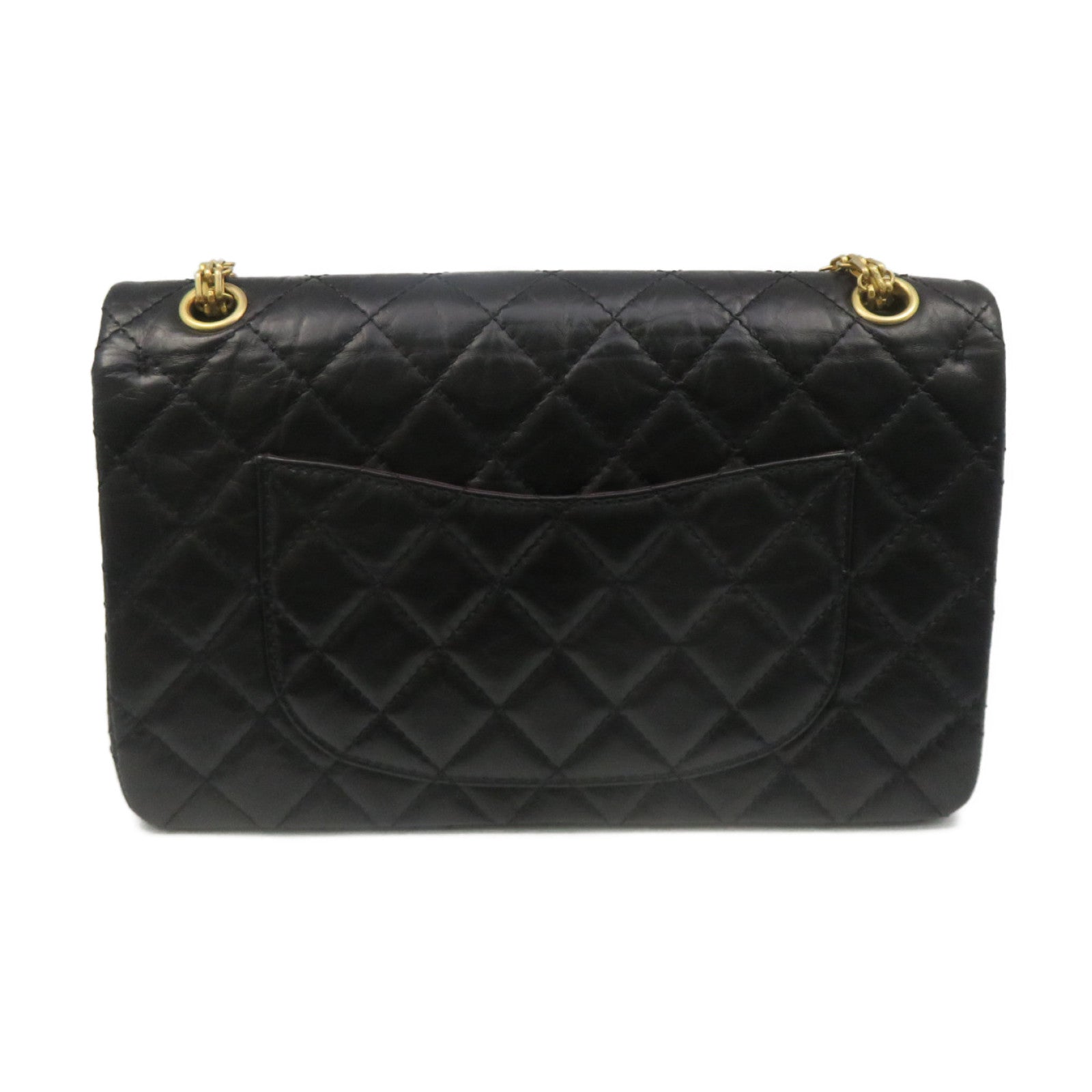 CHANEL 菱格牛皮皮革2.55 Chain Shoulder Bag金扣鏈帶肩背袋黑色