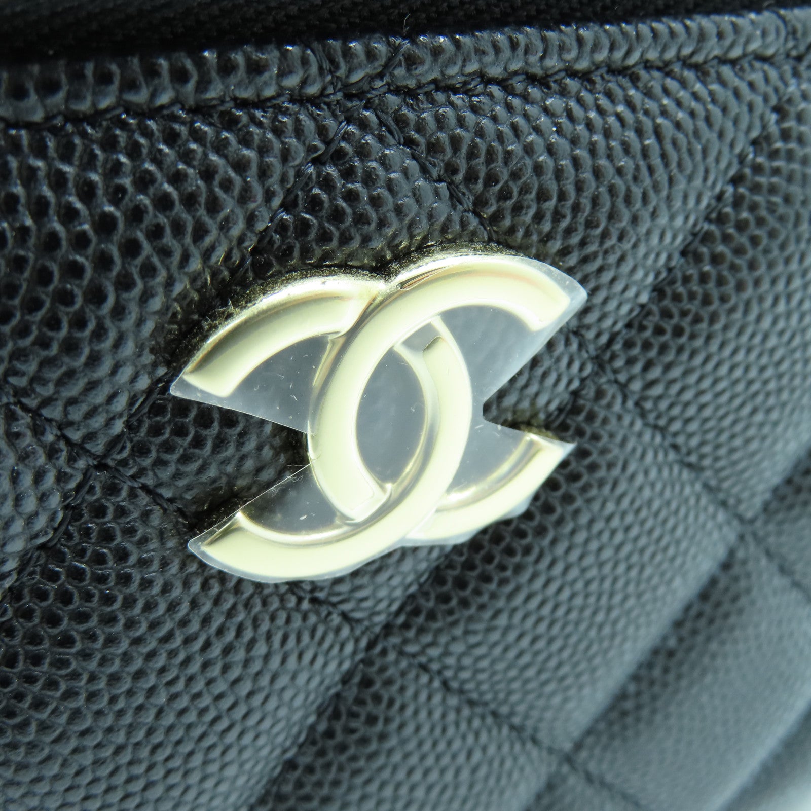 CHANEL 菱格牛皮皮革2way Shoulder Bag金扣手挽肩背两用袋黑色