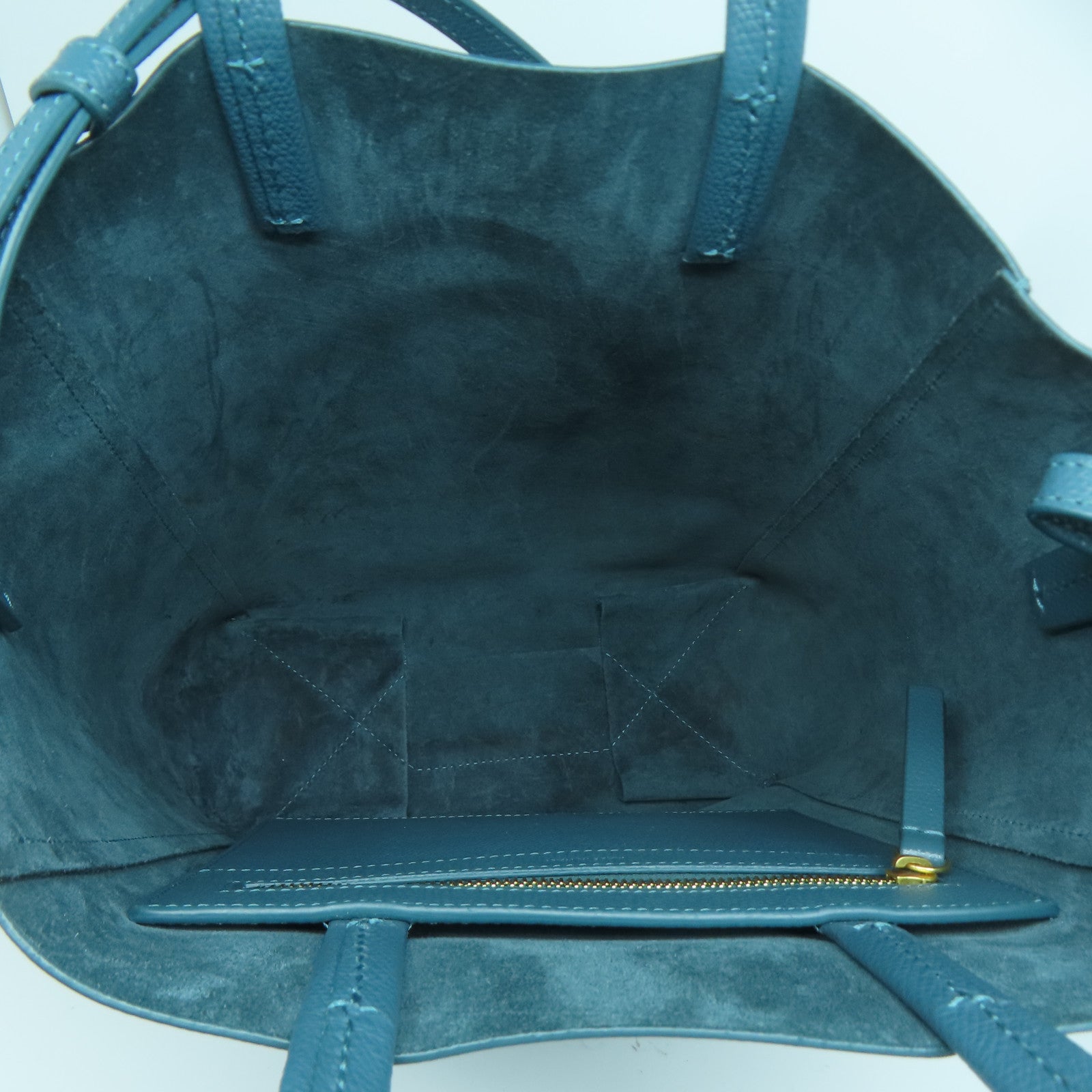 CELINE 牛皮皮革Bucket Bag金扣手挽肩背兩用袋藍色