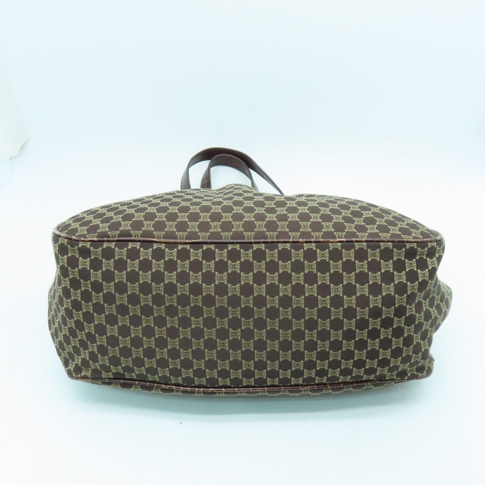 CELINE canvas Shoulder Bag gold buckle shoulder bag brown