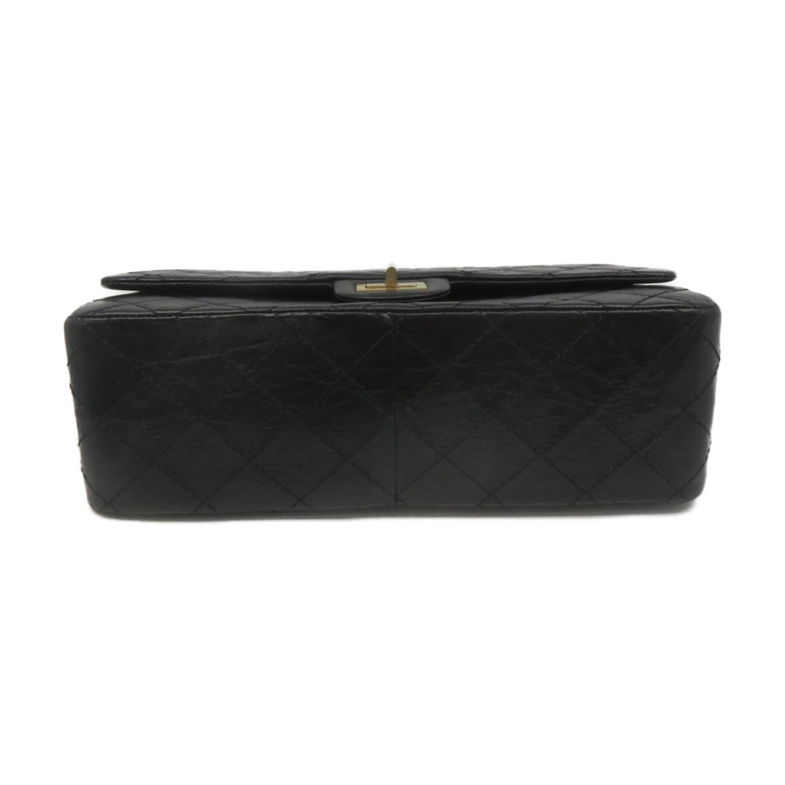 CHANEL 菱格牛皮皮革2.55 Chain Shoulder Bag金扣鏈帶肩背袋黑色