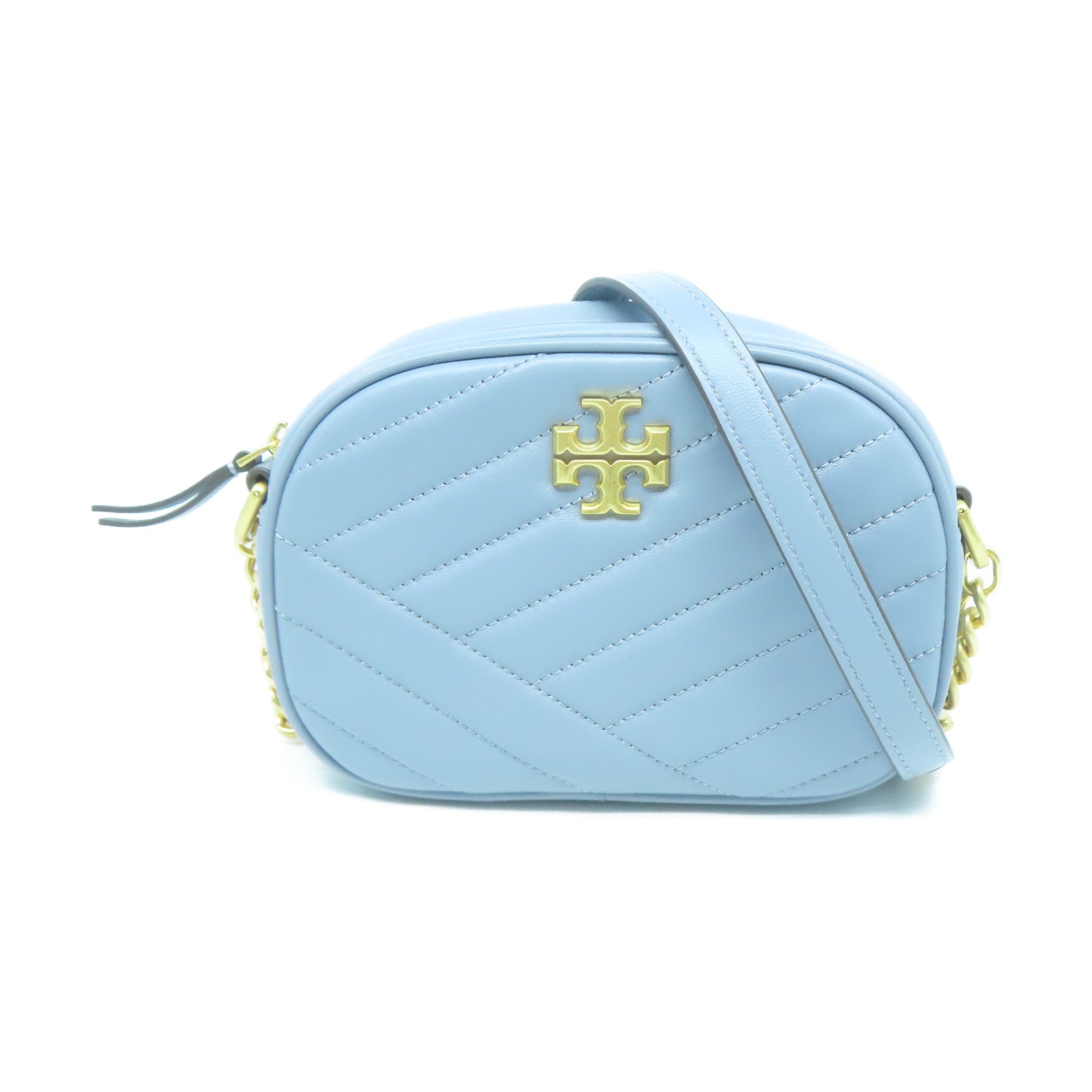 Tory Burch 羊皮皮革Shoulder Bag金扣鏈帶肩背袋淺藍色