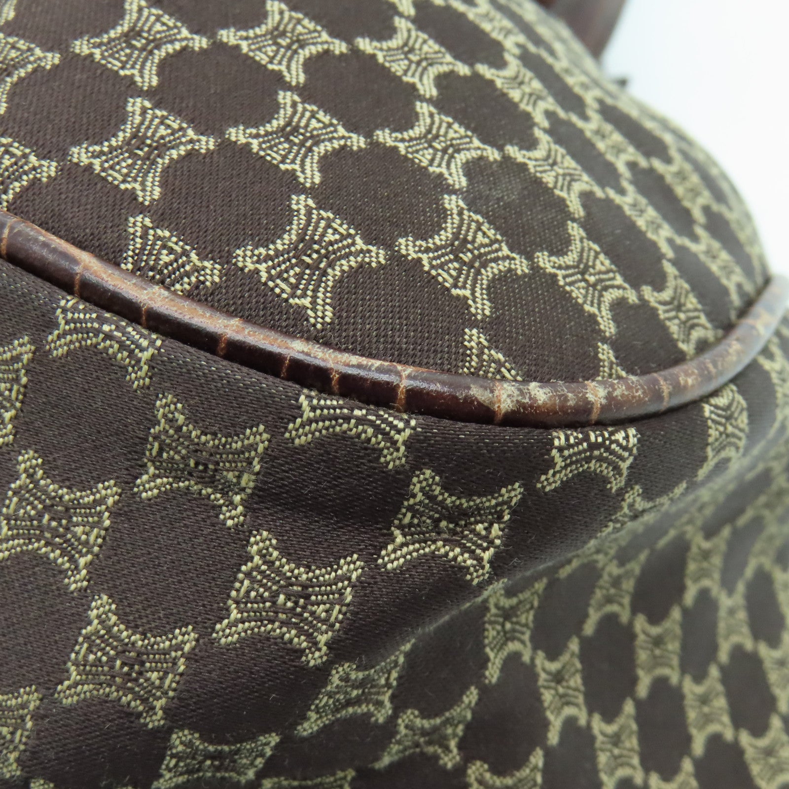 CELINE canvas Shoulder Bag gold buckle shoulder bag brown