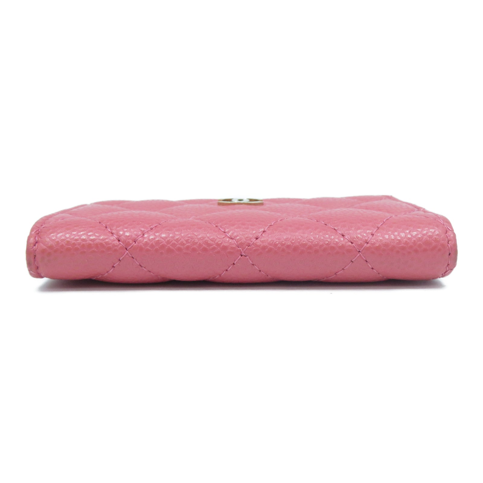 CHANEL 菱格牛皮皮革Coin Case金扣零錢包粉紅色