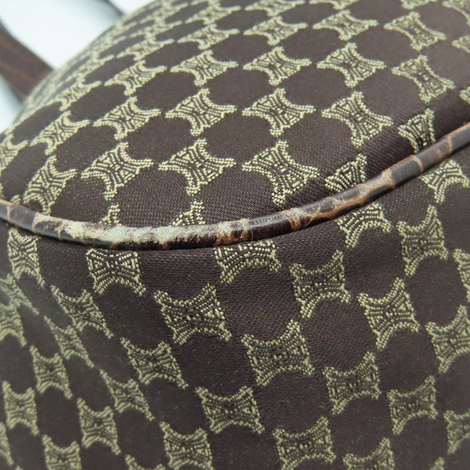CELINE canvas Shoulder Bag gold buckle shoulder bag brown