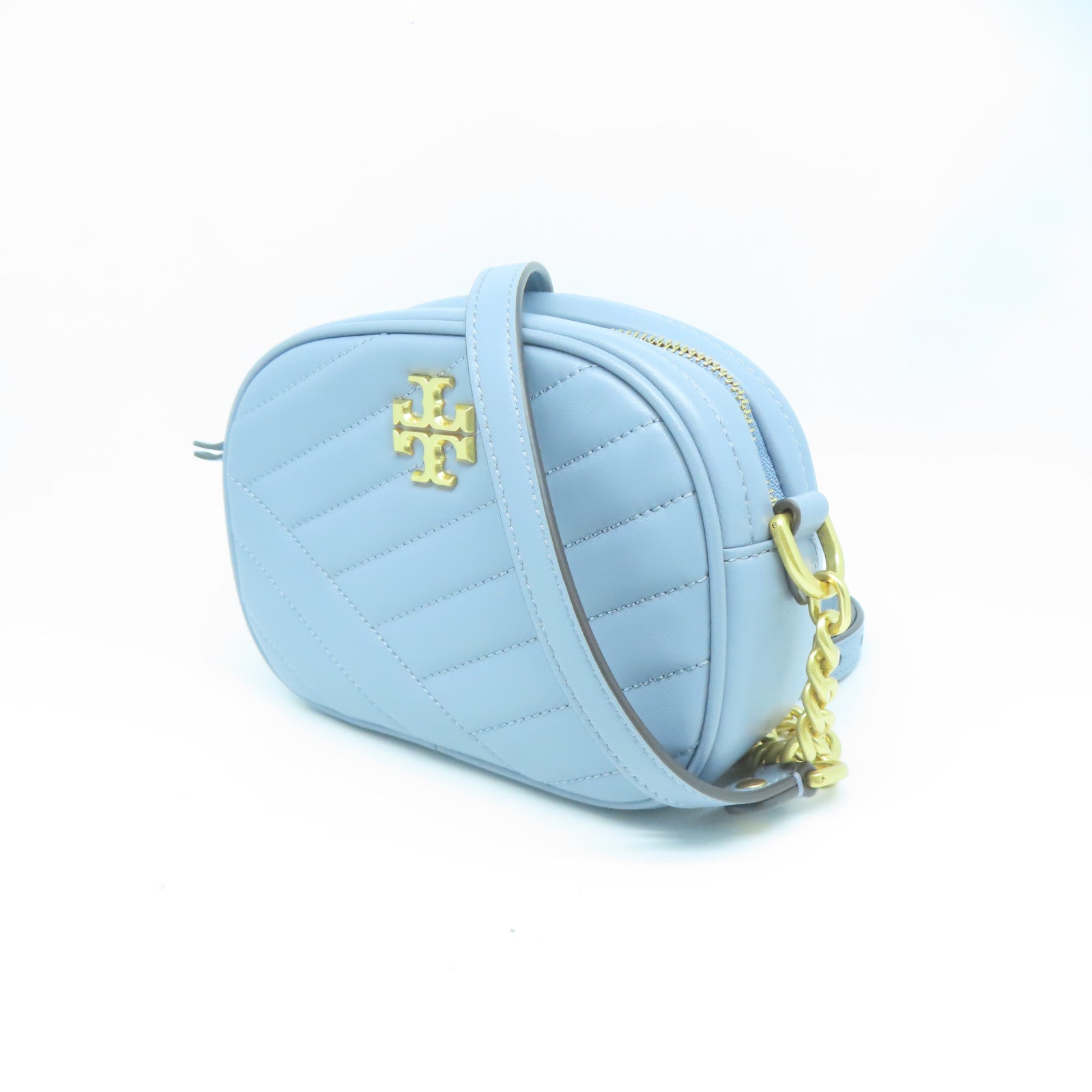 Tory Burch 羊皮皮革Shoulder Bag金扣鏈帶肩背袋淺藍色
