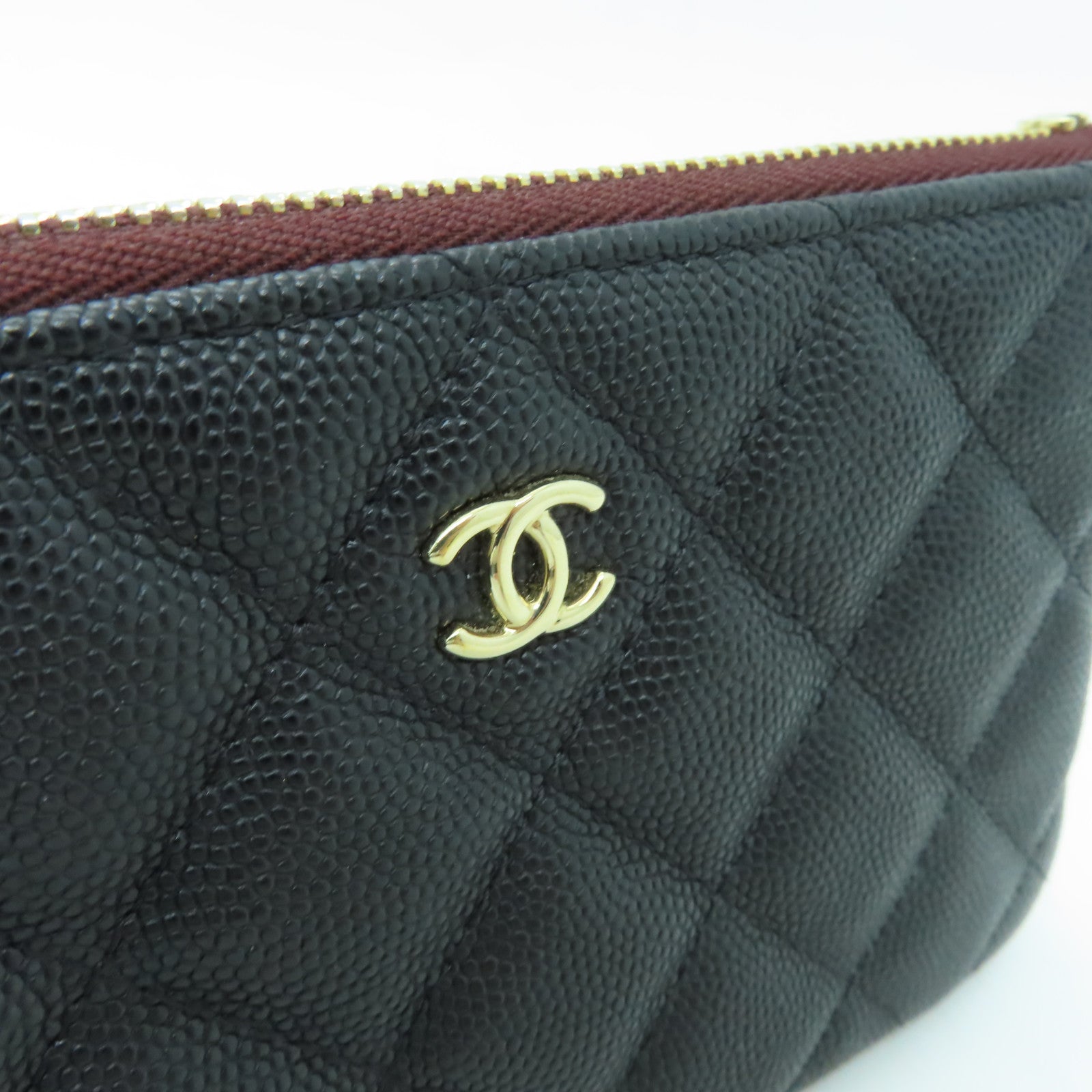 CHANEL 菱格Caviar皮革Clutch Bag金扣手拿包黑色