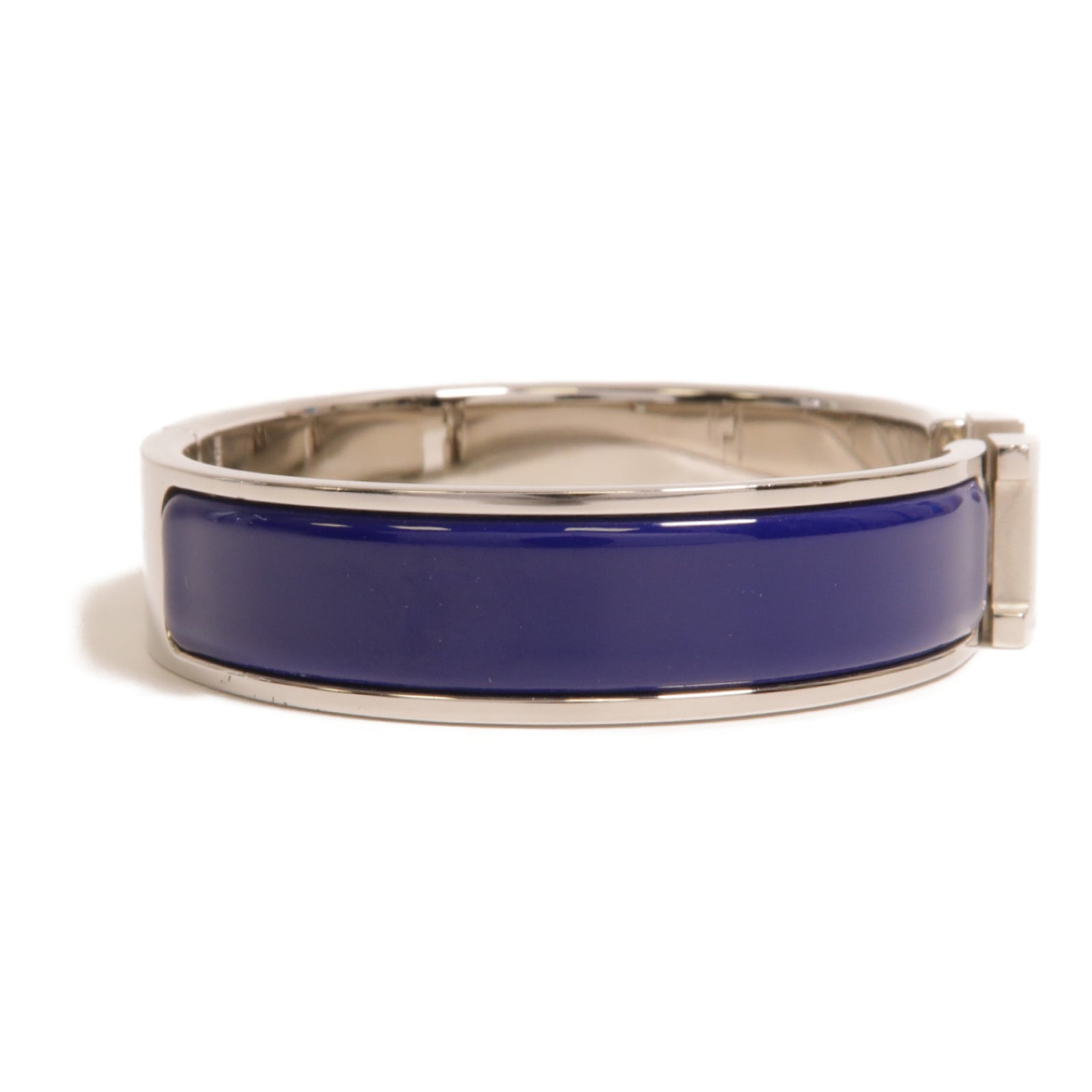 HERMES 金屬Clic H Bracelet手鐲銀色/藍色