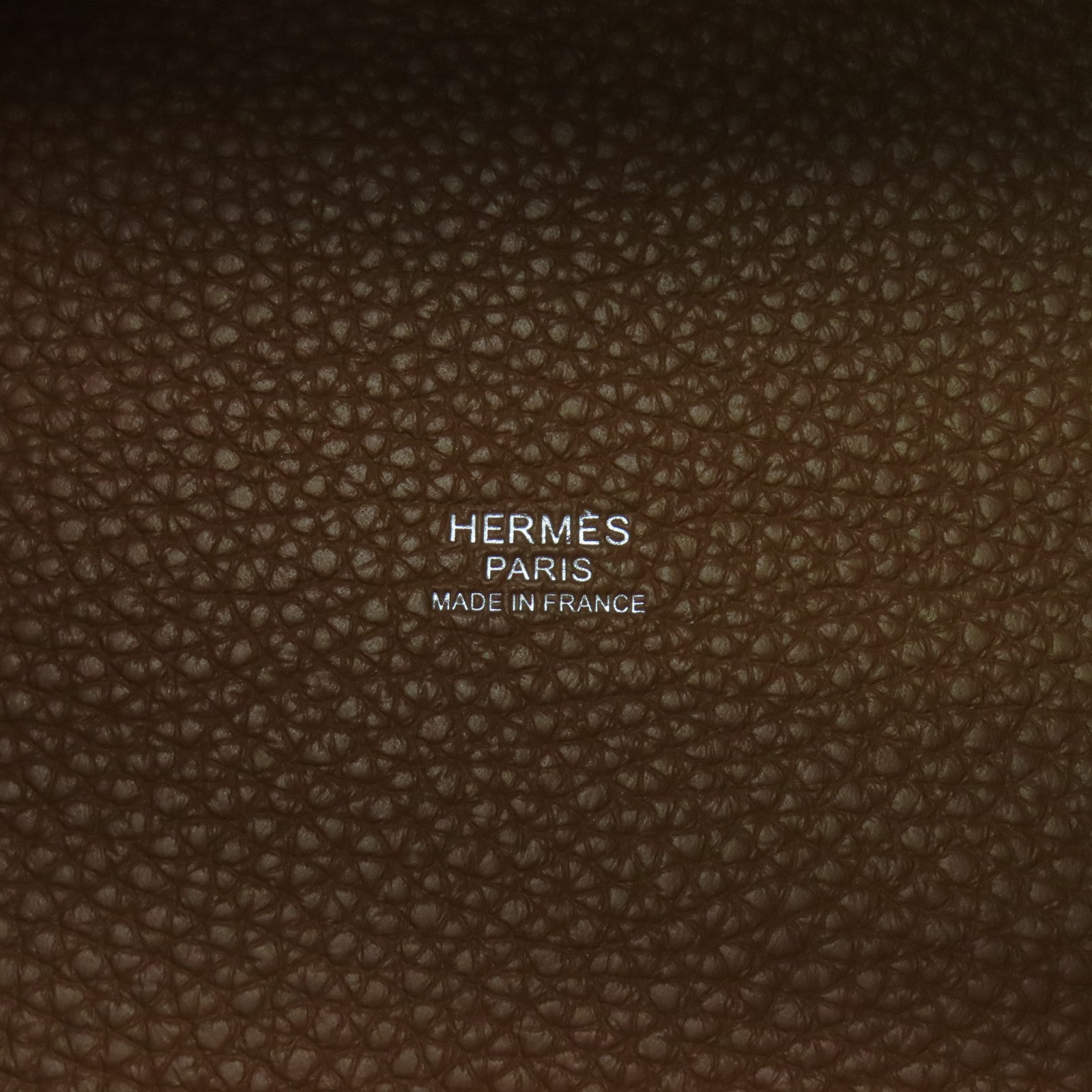HERMES Clemence Leather Picotin MM Silver Buckle Hand Bag Gold/Brown