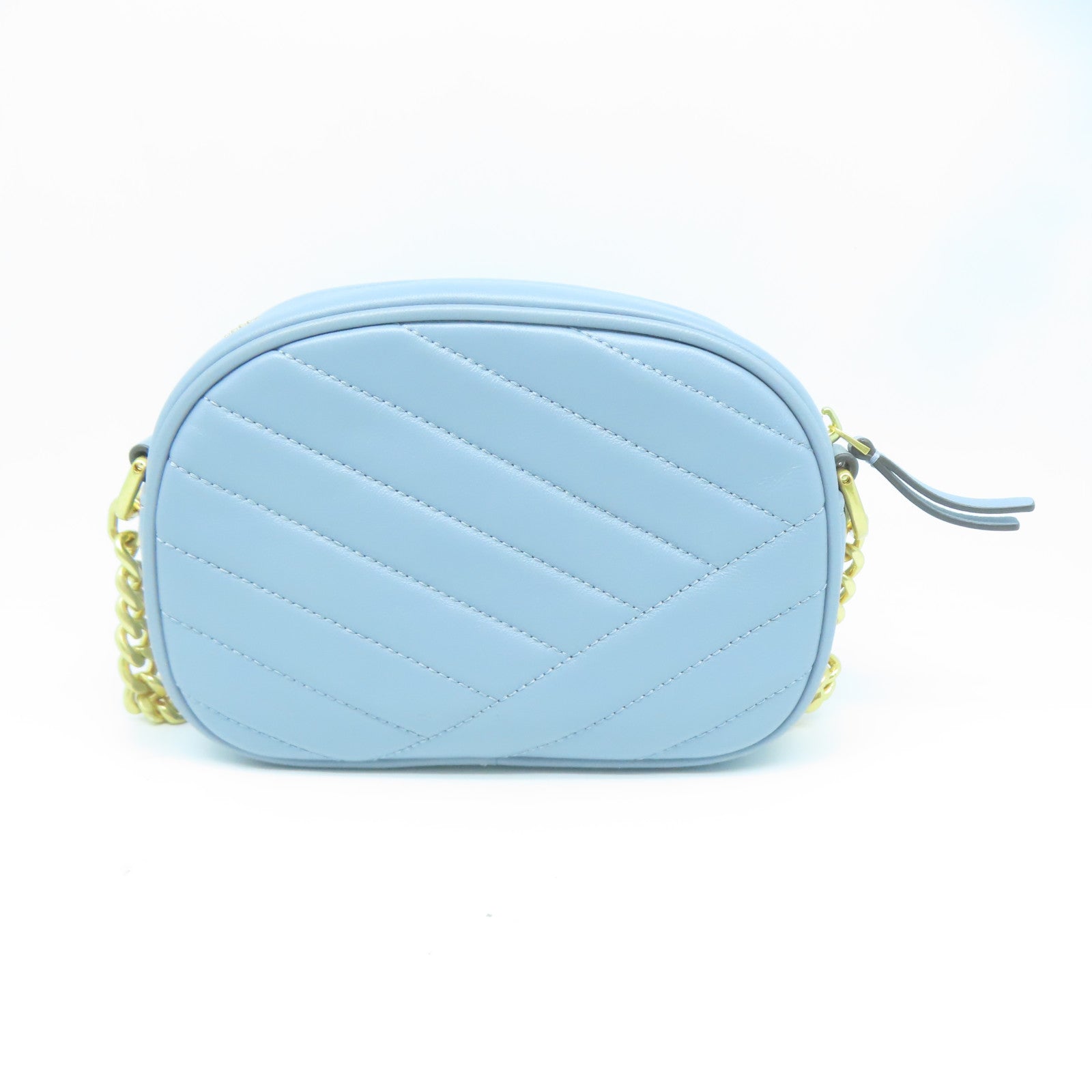 Tory Burch 羊皮皮革Shoulder Bag金扣鏈帶肩背袋淺藍色
