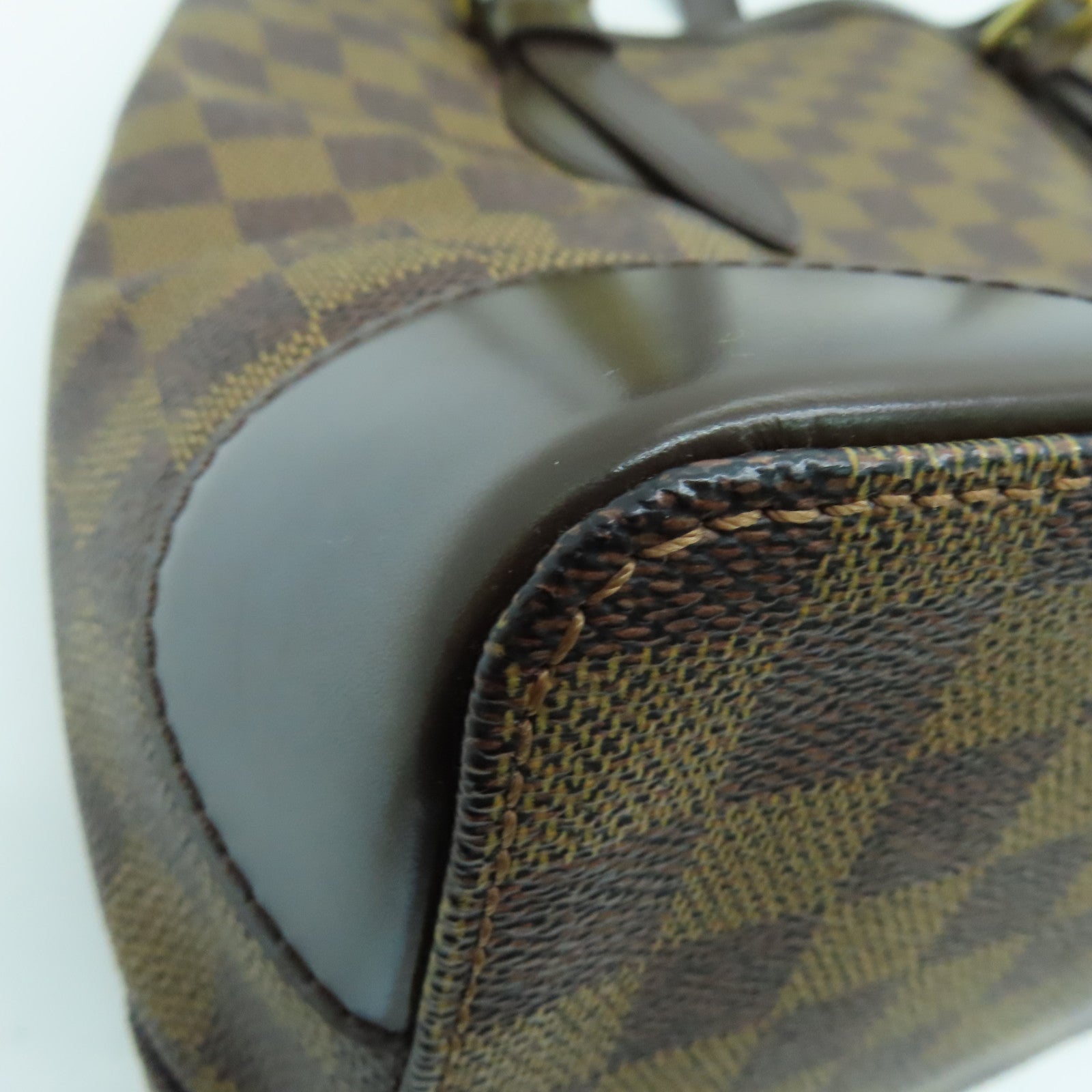 LOUIS VUITTON Damier Hampstead MM gold buckle handle bag brown