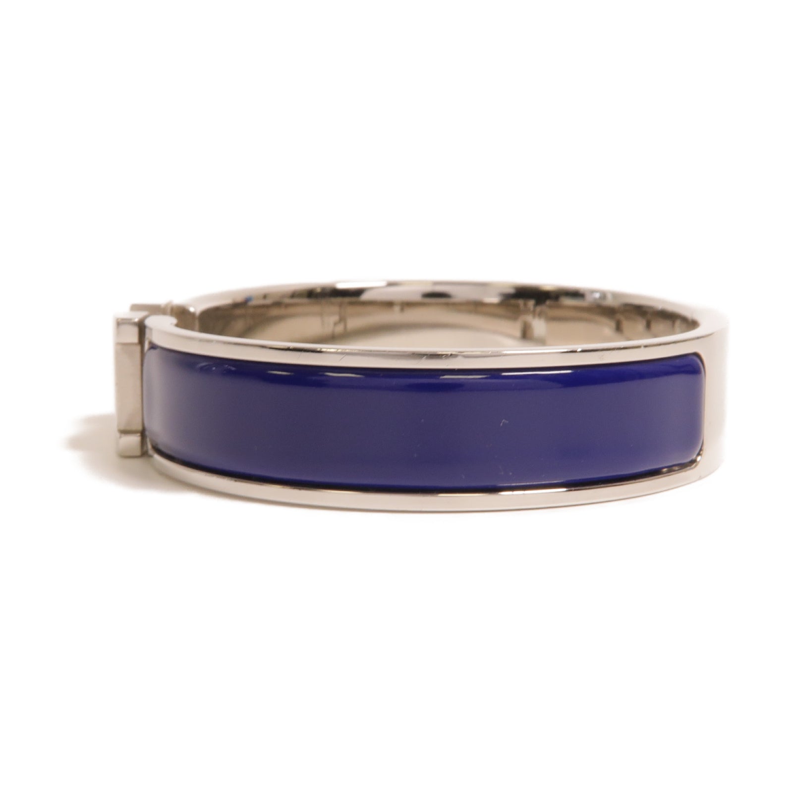 HERMES 金屬Clic H Bracelet手鐲銀色/藍色