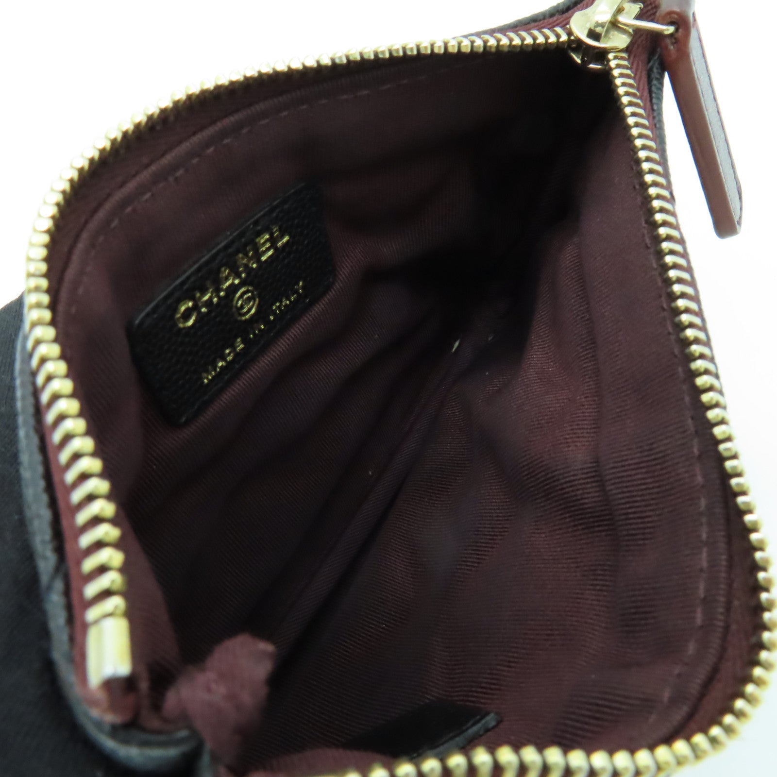 CHANEL 菱格Caviar皮革Clutch Bag金扣手拿包黑色