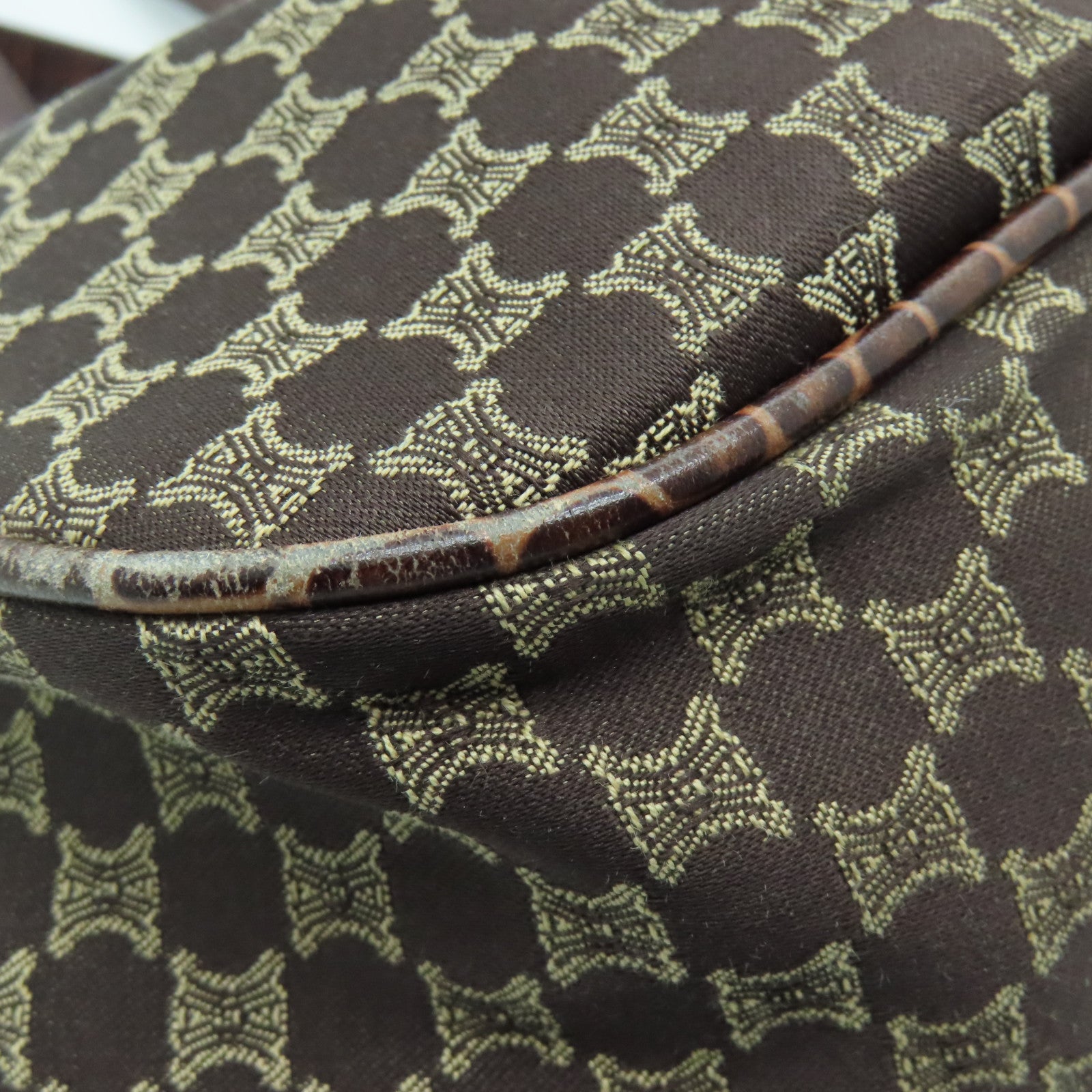 CELINE canvas Shoulder Bag gold buckle shoulder bag brown