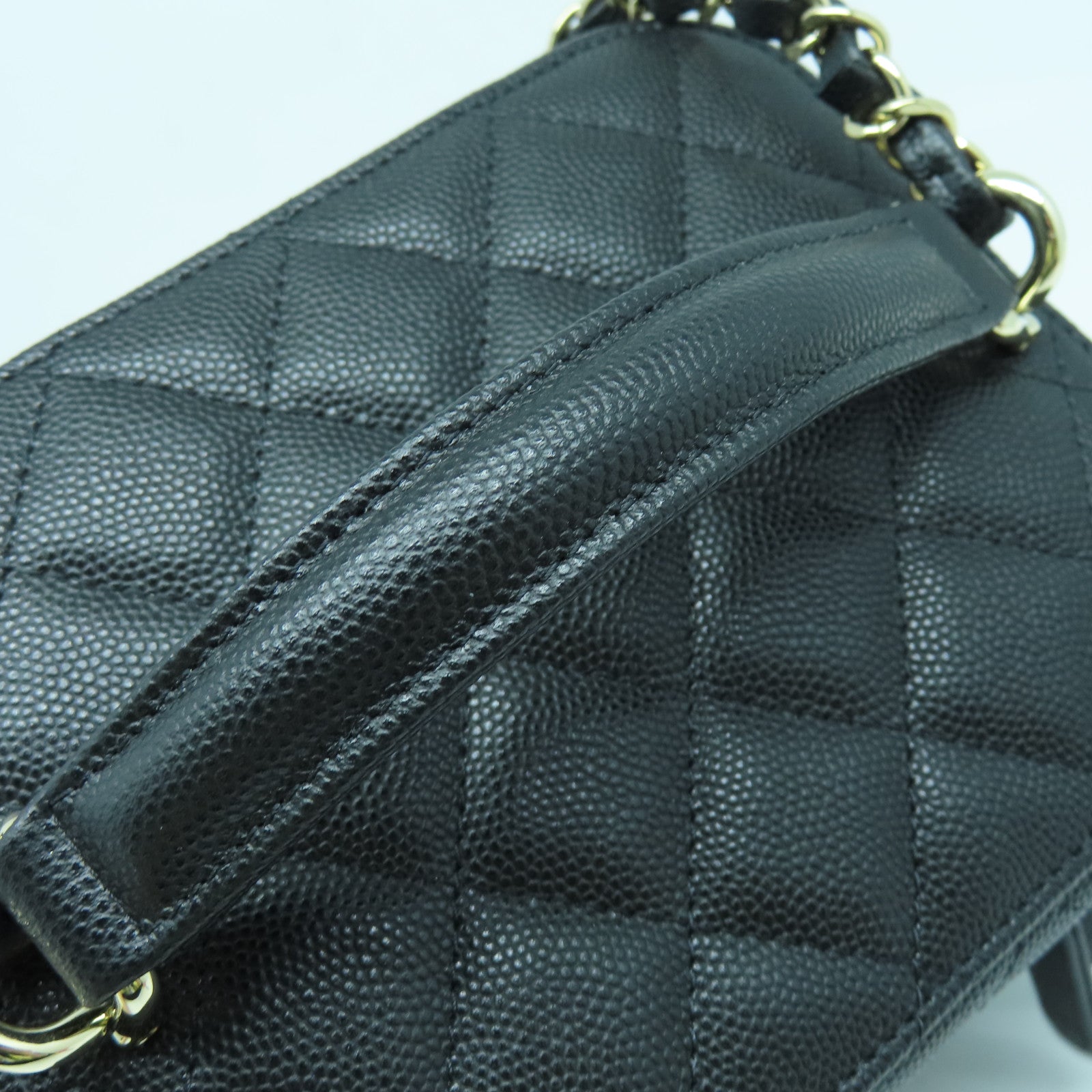 CHANEL 菱格牛皮皮革2way Shoulder Bag金扣手挽肩背两用袋黑色