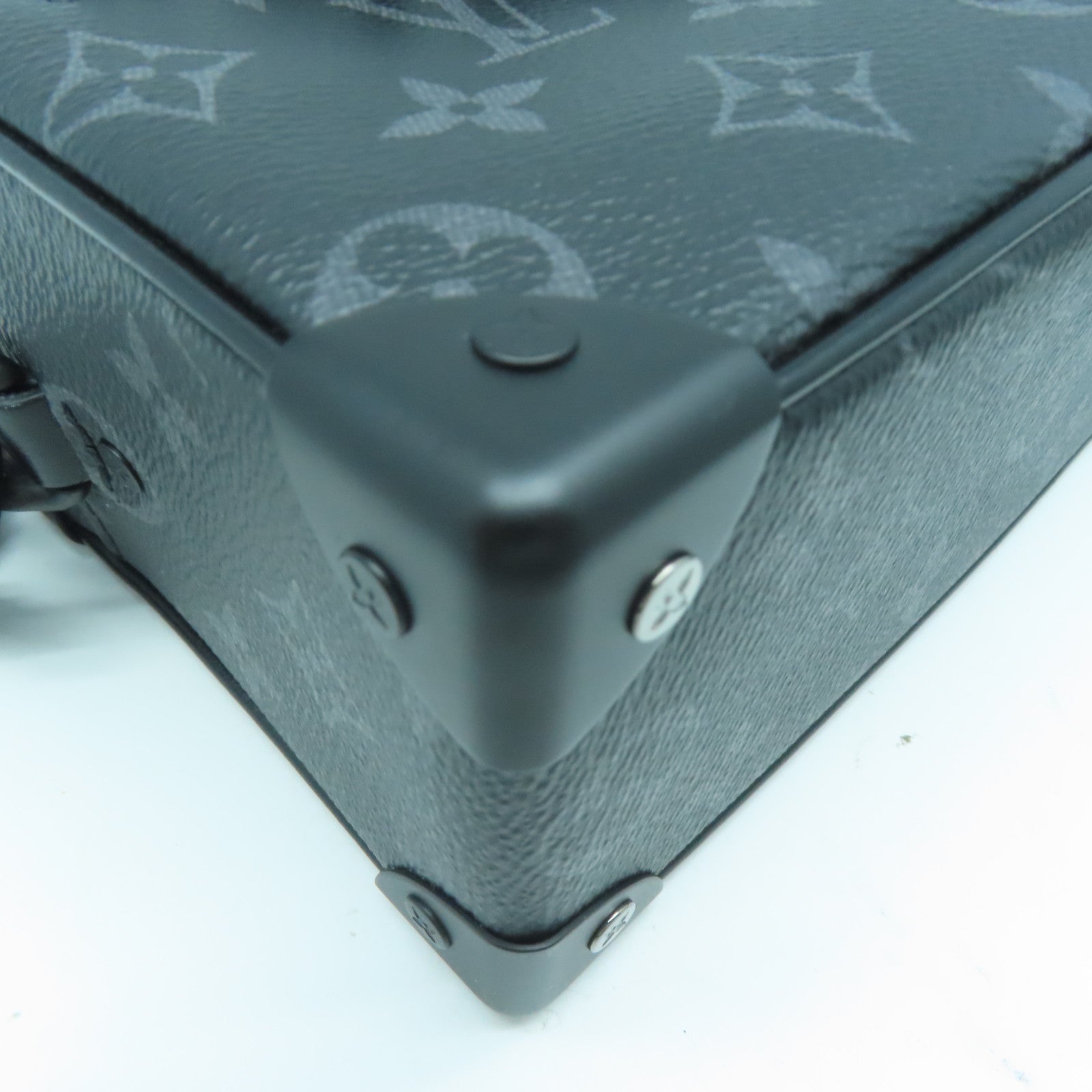 LOUIS VUITTON Monogram Eclipse Mini Soft Trunk黑扣肩背袋黑色
