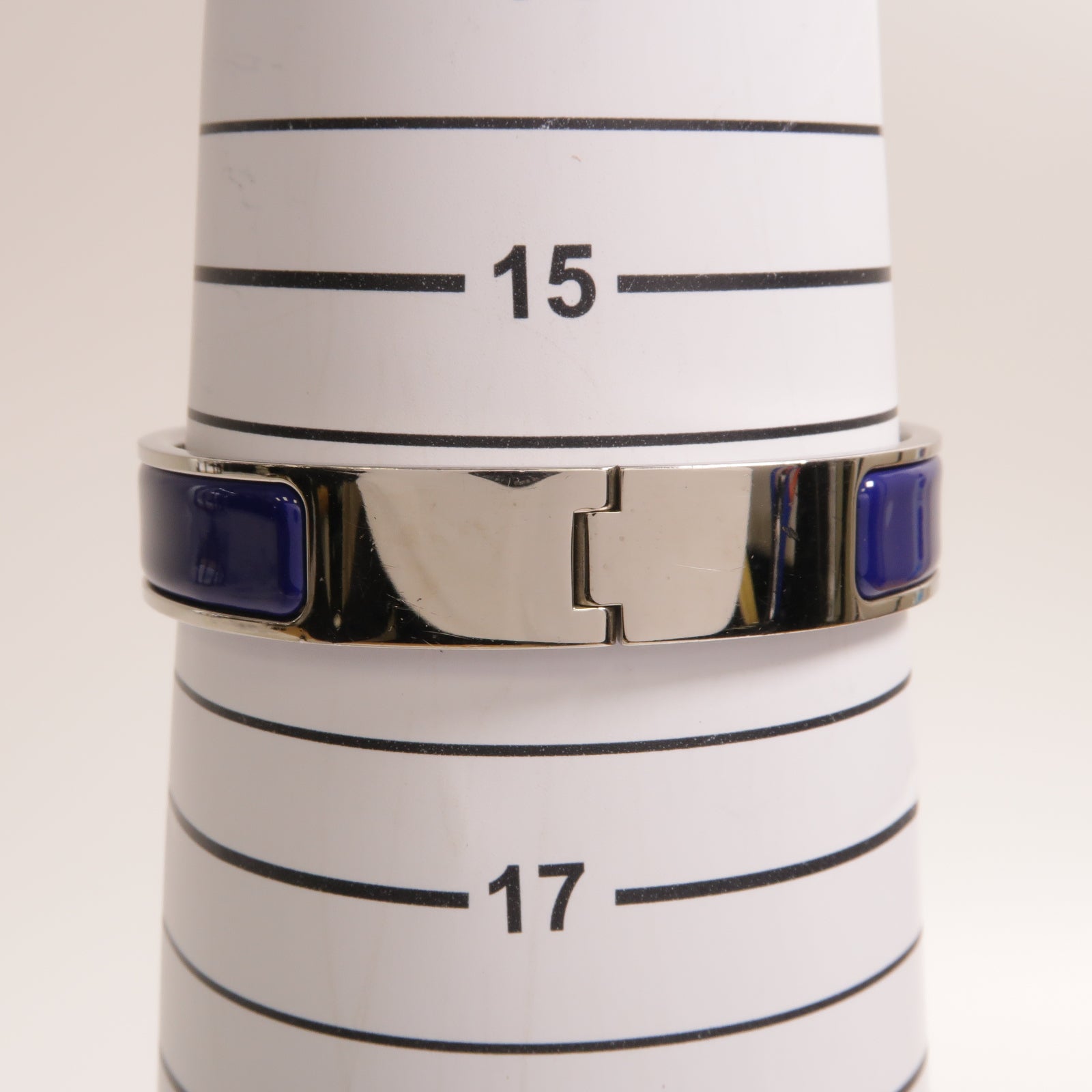 HERMES 金屬Clic H Bracelet手鐲銀色/藍色