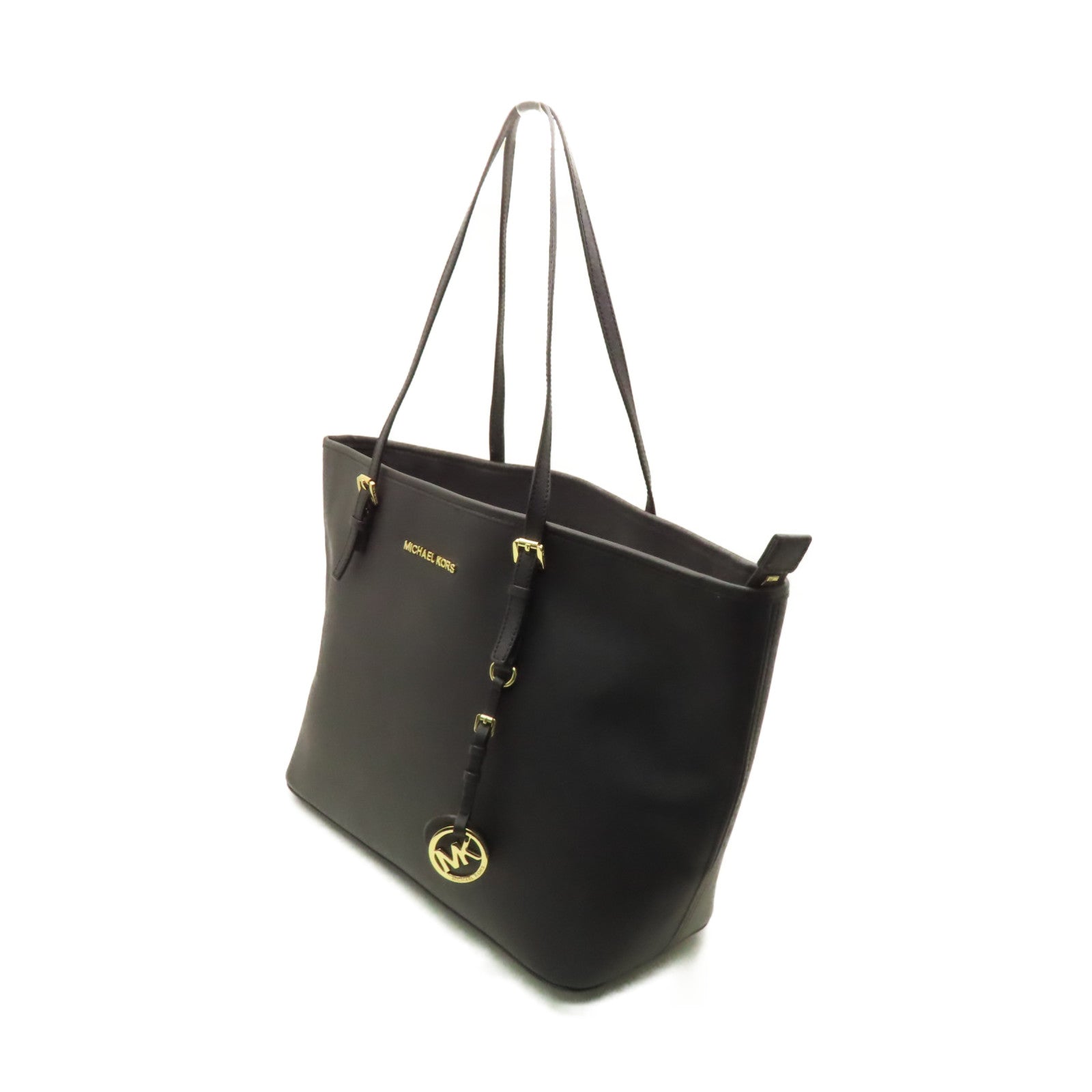 Michael Kors 牛皮皮革Tote Bag金扣肩背袋黑色